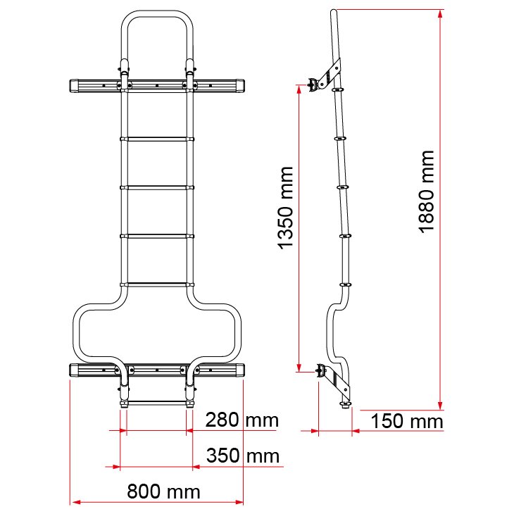 Fiamma Drabinka tylna Deluxe DJ Ducato, czarna