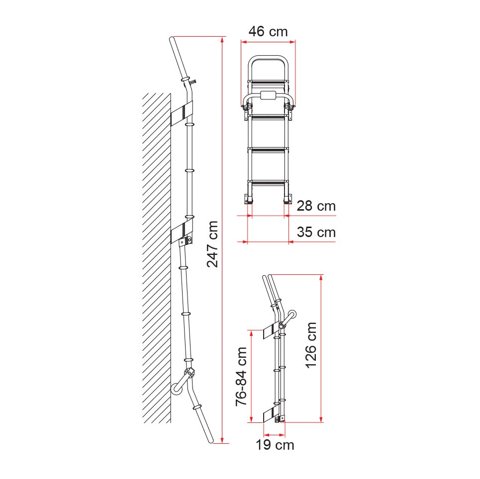 Fiamma Składana drabina zewnętrzna Deluxe 8, 247 cm