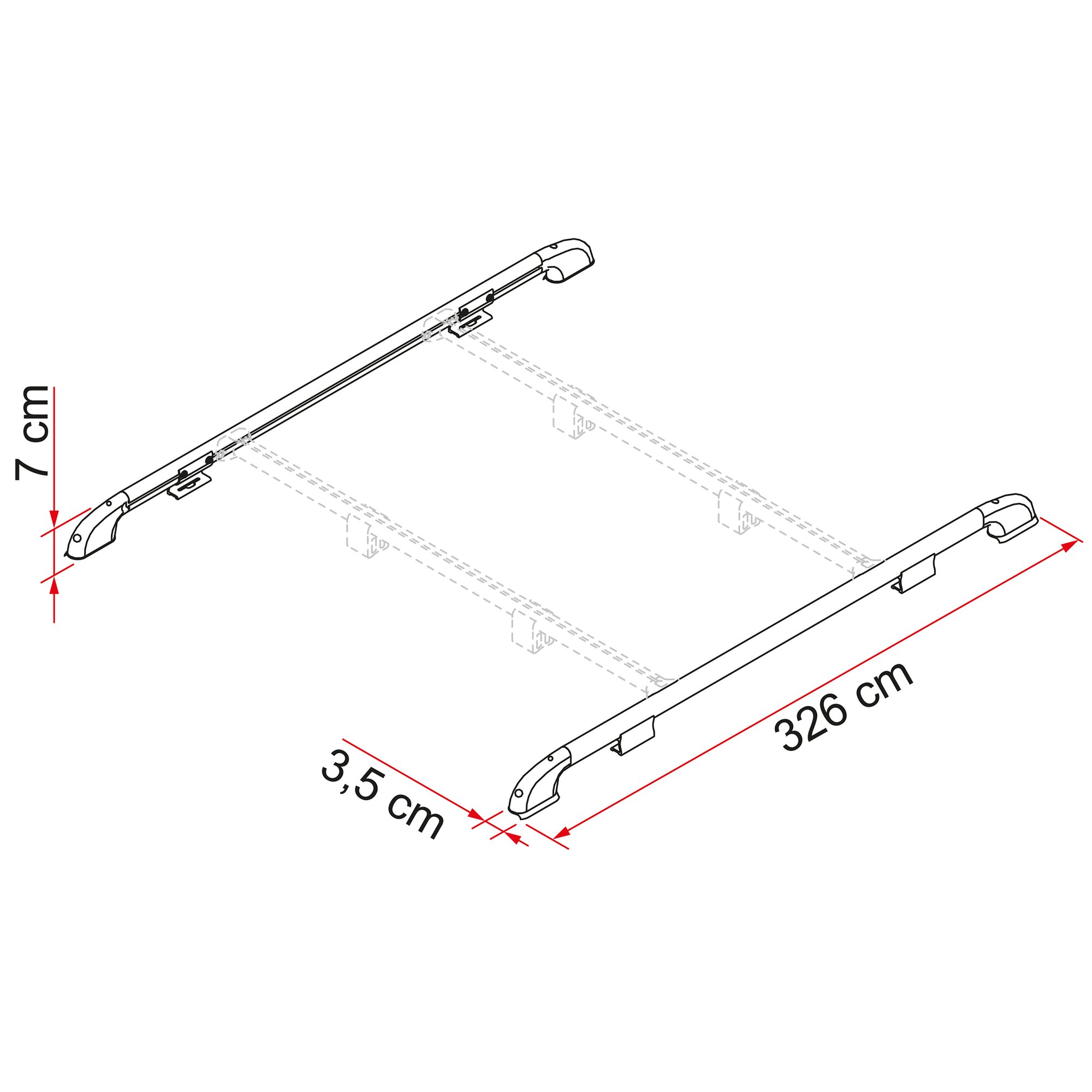 Fiamma Reling dachowy, długość 326 cm