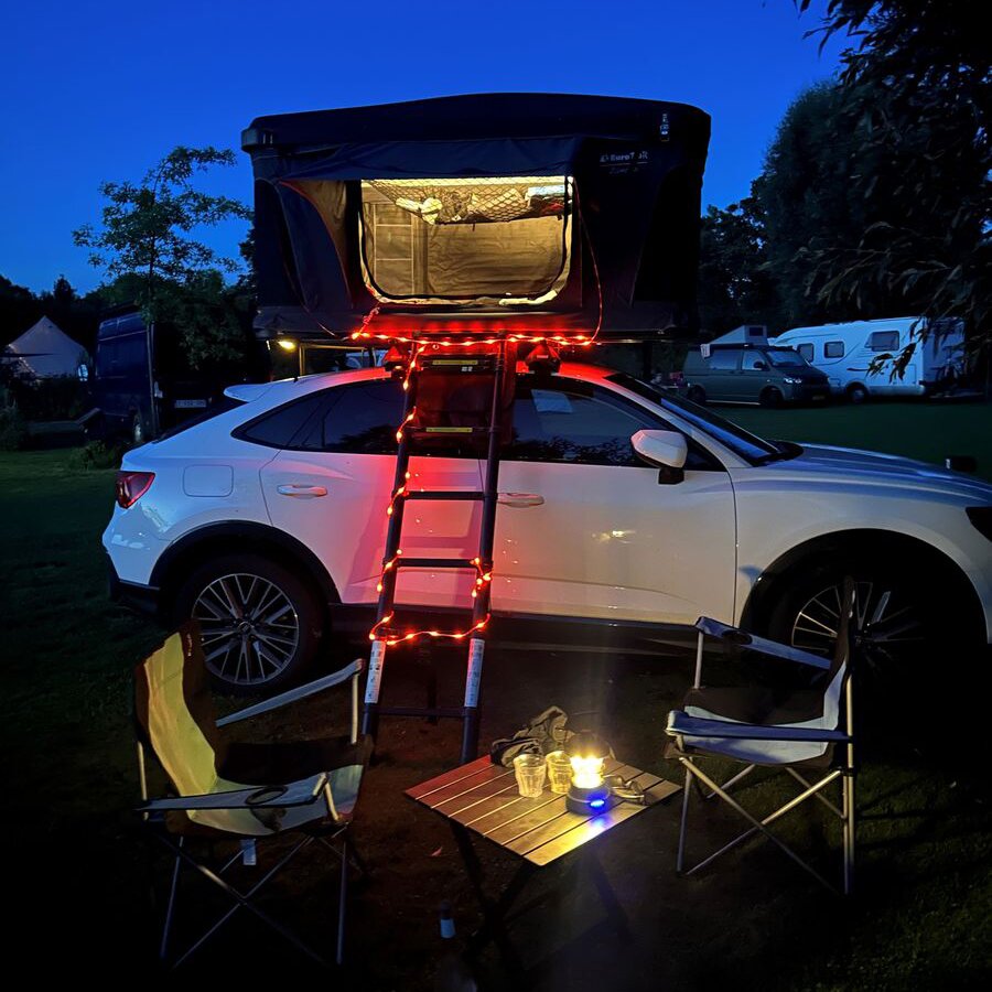 EuroTrail Podświetlana dekoracyjna lina odciągowa w kolorze pomarańczowym