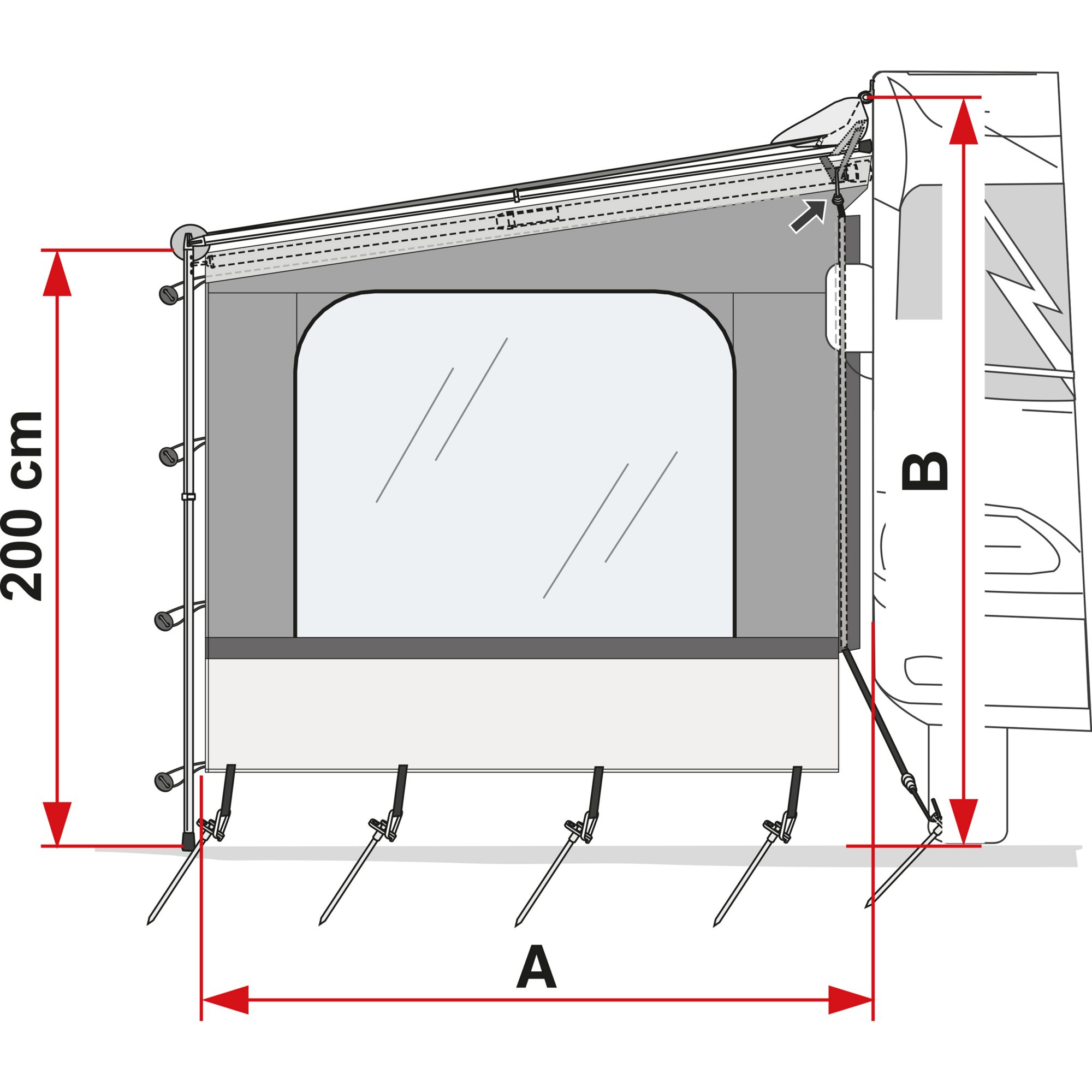 Fiamma Ściana boczna Bok W CS, 250 cm