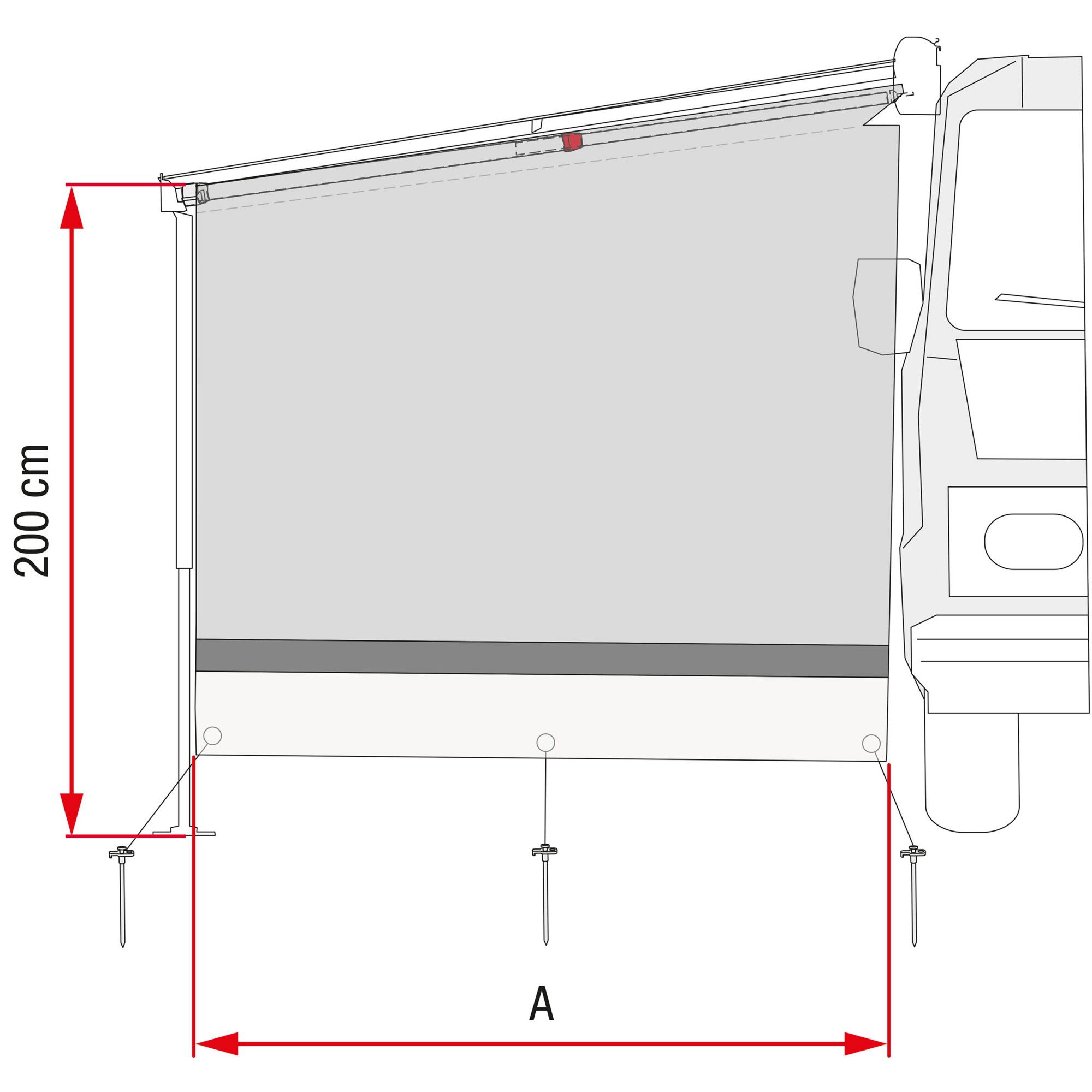 Fiamma Ściana boczna Strona z widokiem na słońce, 250 cm