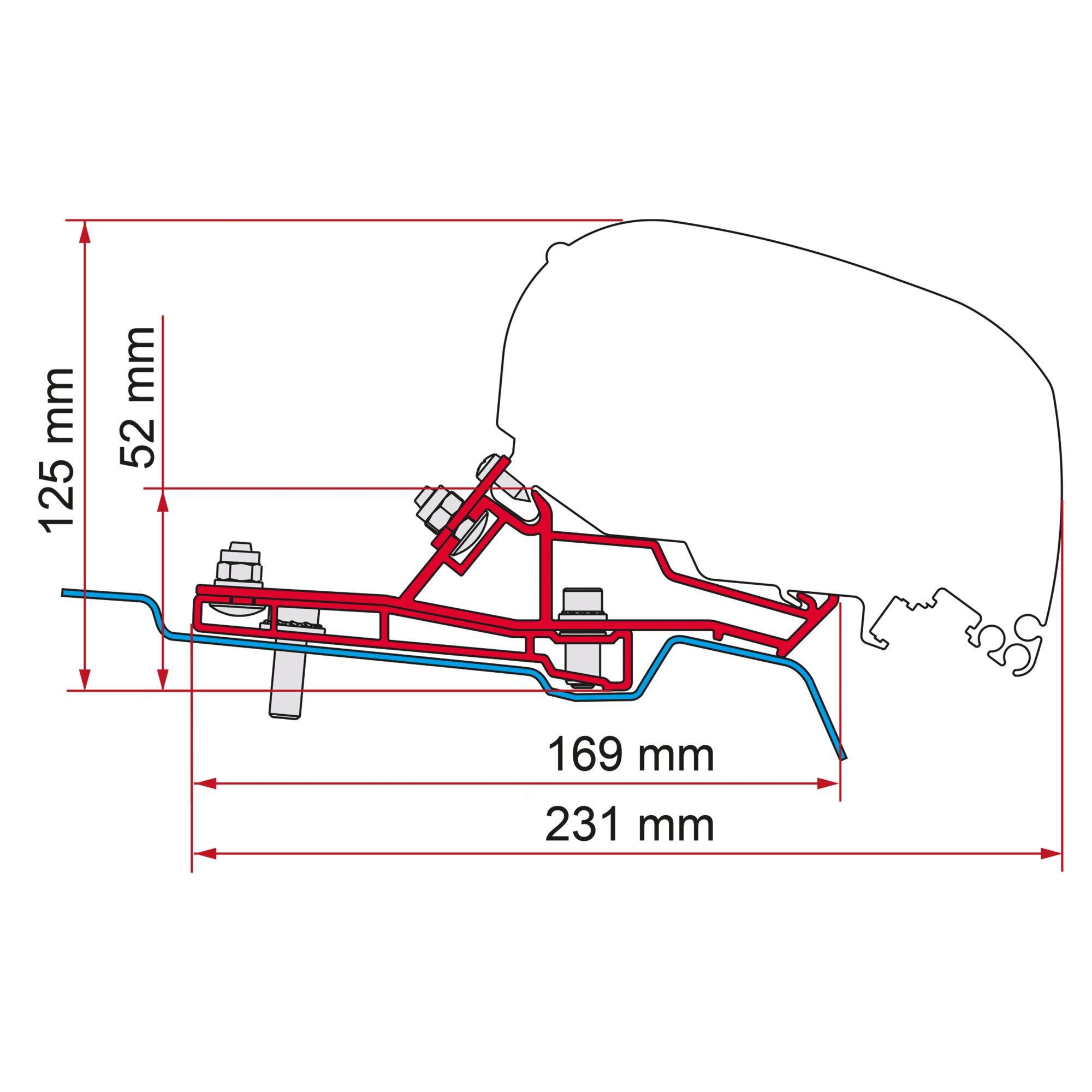 Fiamma Adapter do markizy Ford Transit Van L2 do F80s, 1 x 290 cm