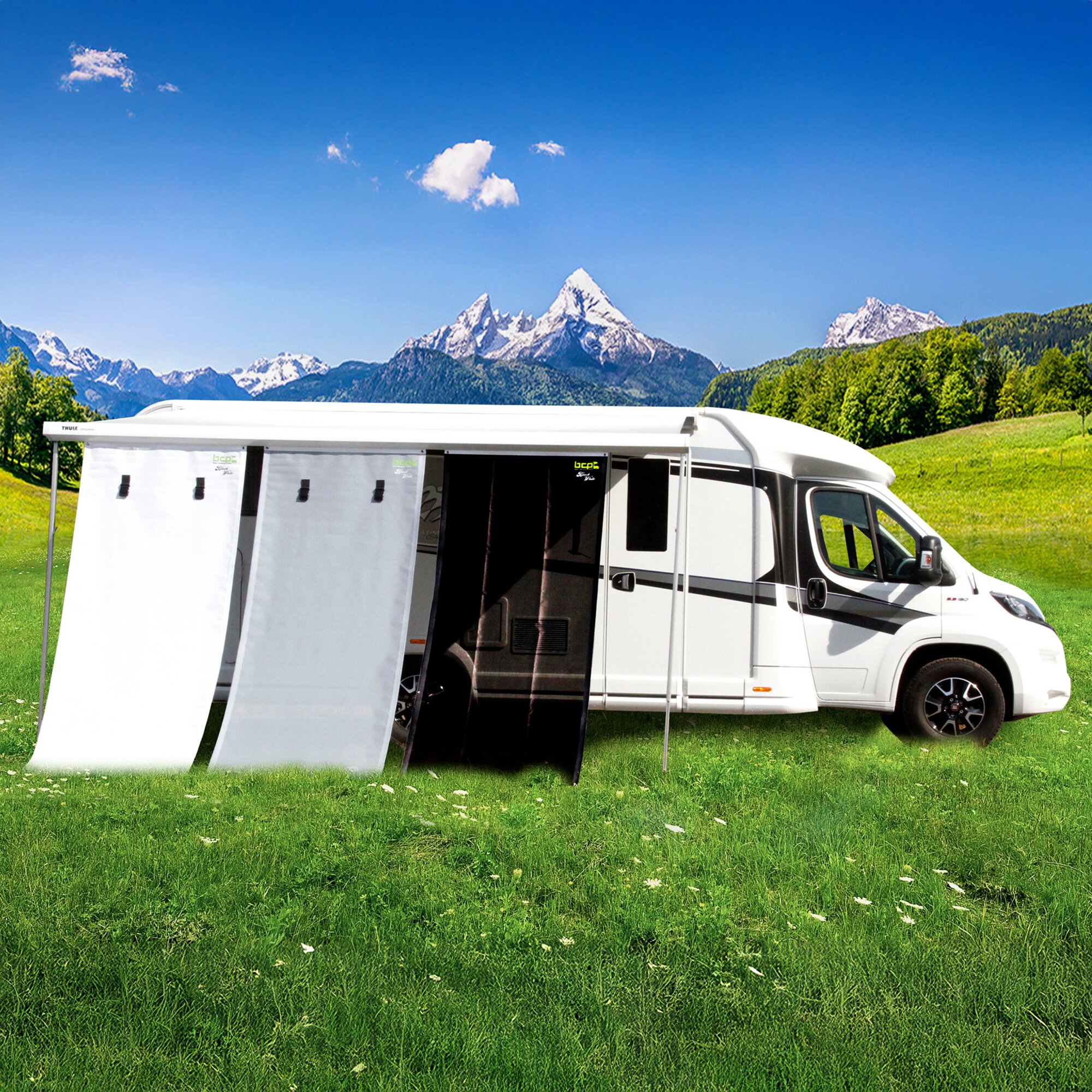 Best Camping Parts Ochrona przed słońcem i prywatnością czarno-biała, 300 x 220 cm
