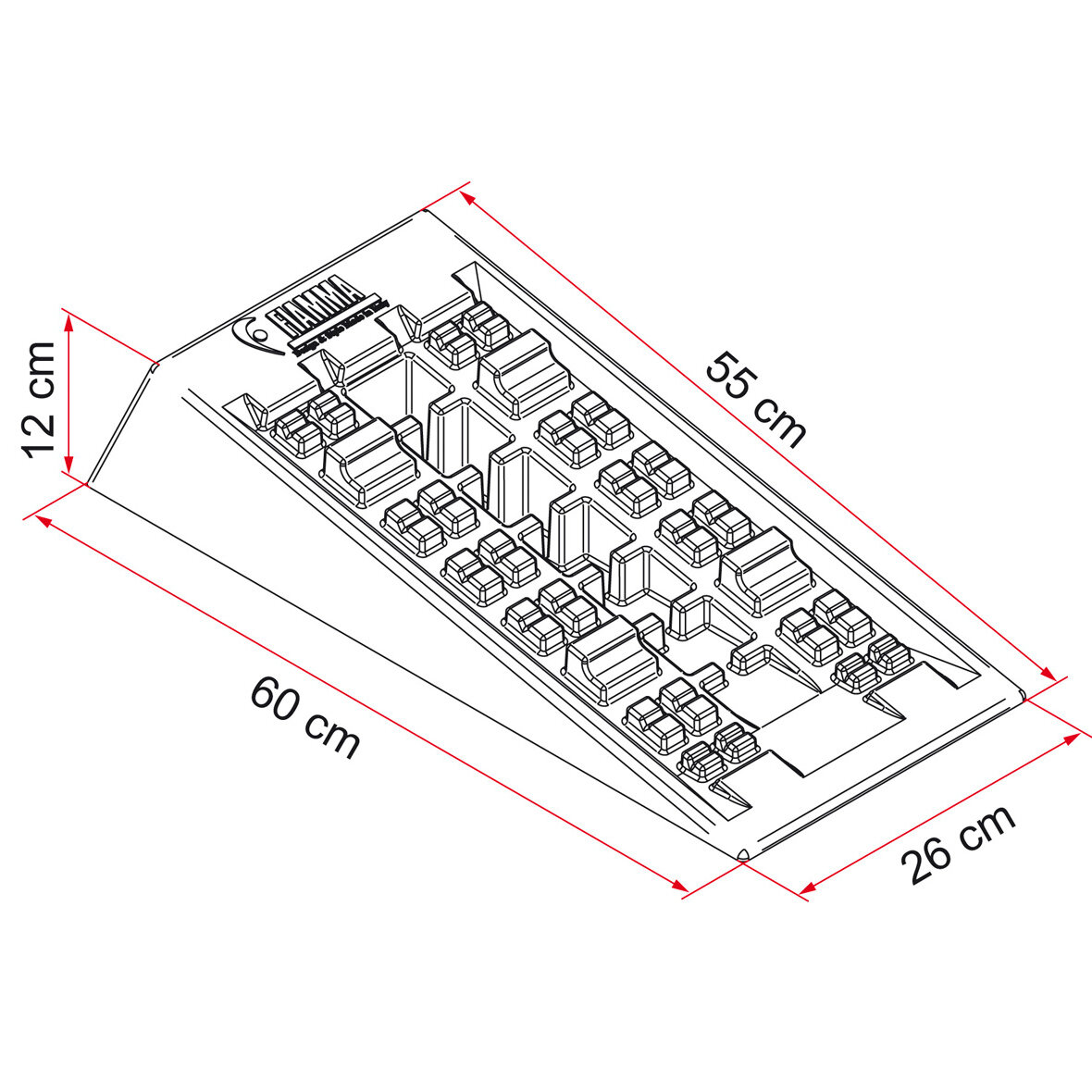 Fiamma System poziomowania rampy poziomującej, 60 cm, 12 cm Jumbo, zestaw 2-częściowy