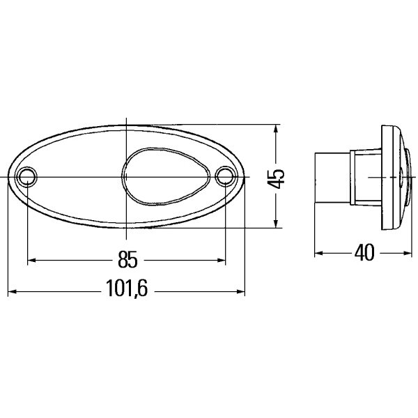 Hella Boczne światło obrysowe, 9807, 102 x 45 x 40 mm