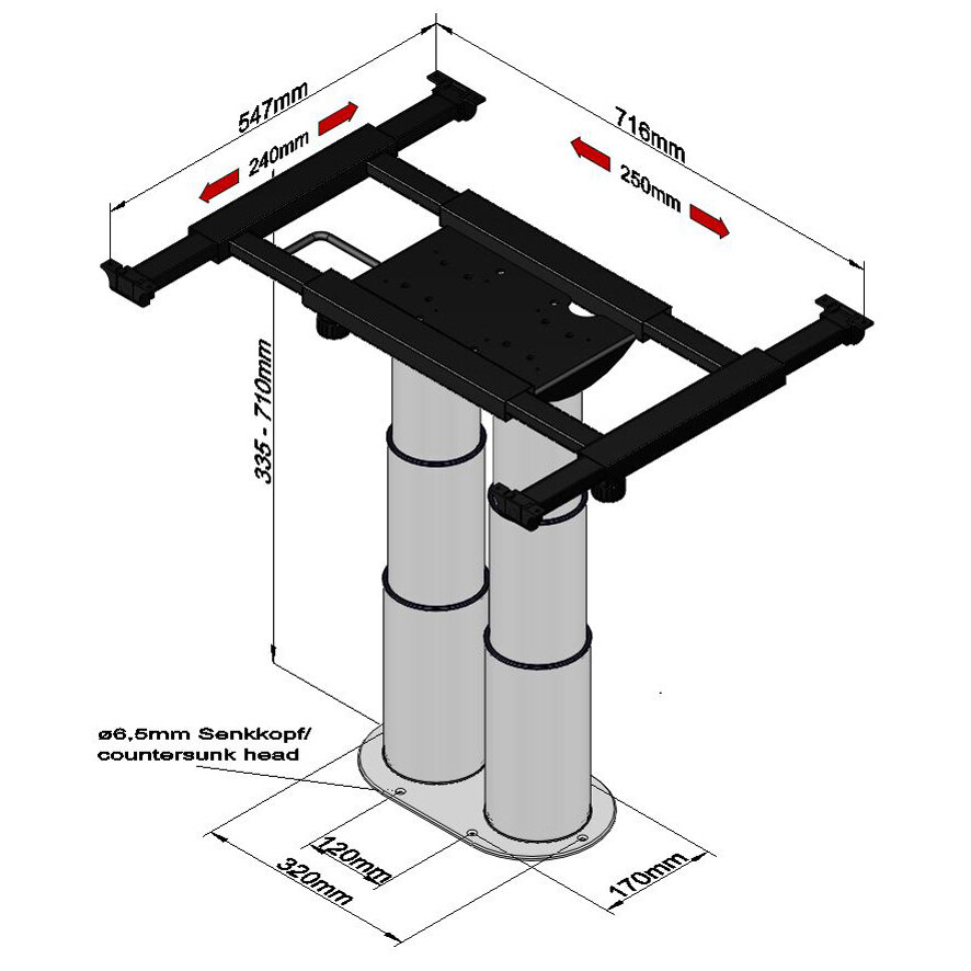 Ilse Dwukolumnowa rama podnosząca z mechanizmem zmiany biegów