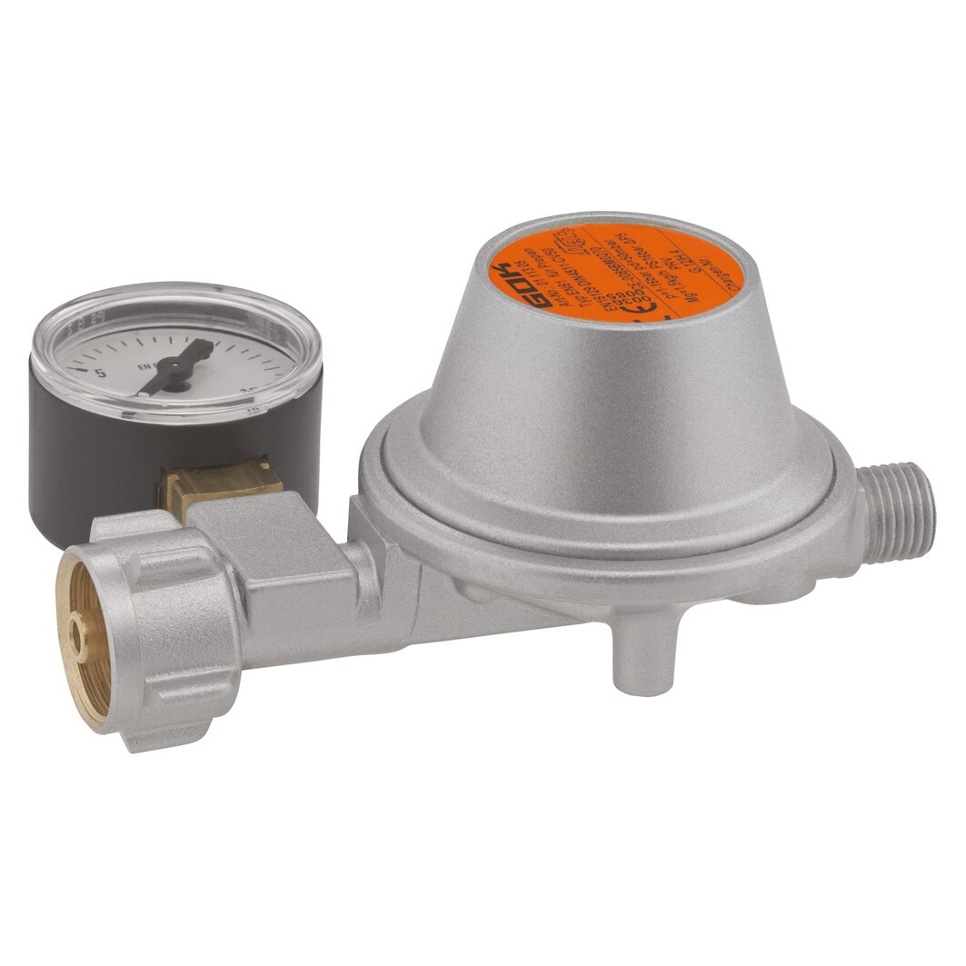 GOK Reduktor niskiego ciśnienia 1,5 kg/h, z manometrem, KLF x G 1/4 LH-KN