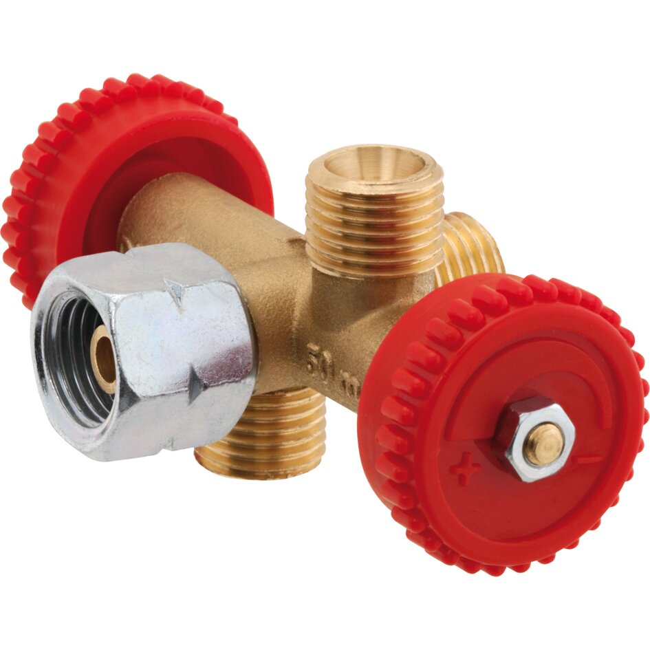 GOK Zawór odgałęziony, G 1/4 LH-ÜM x 3 x G 1/4 LH-KN