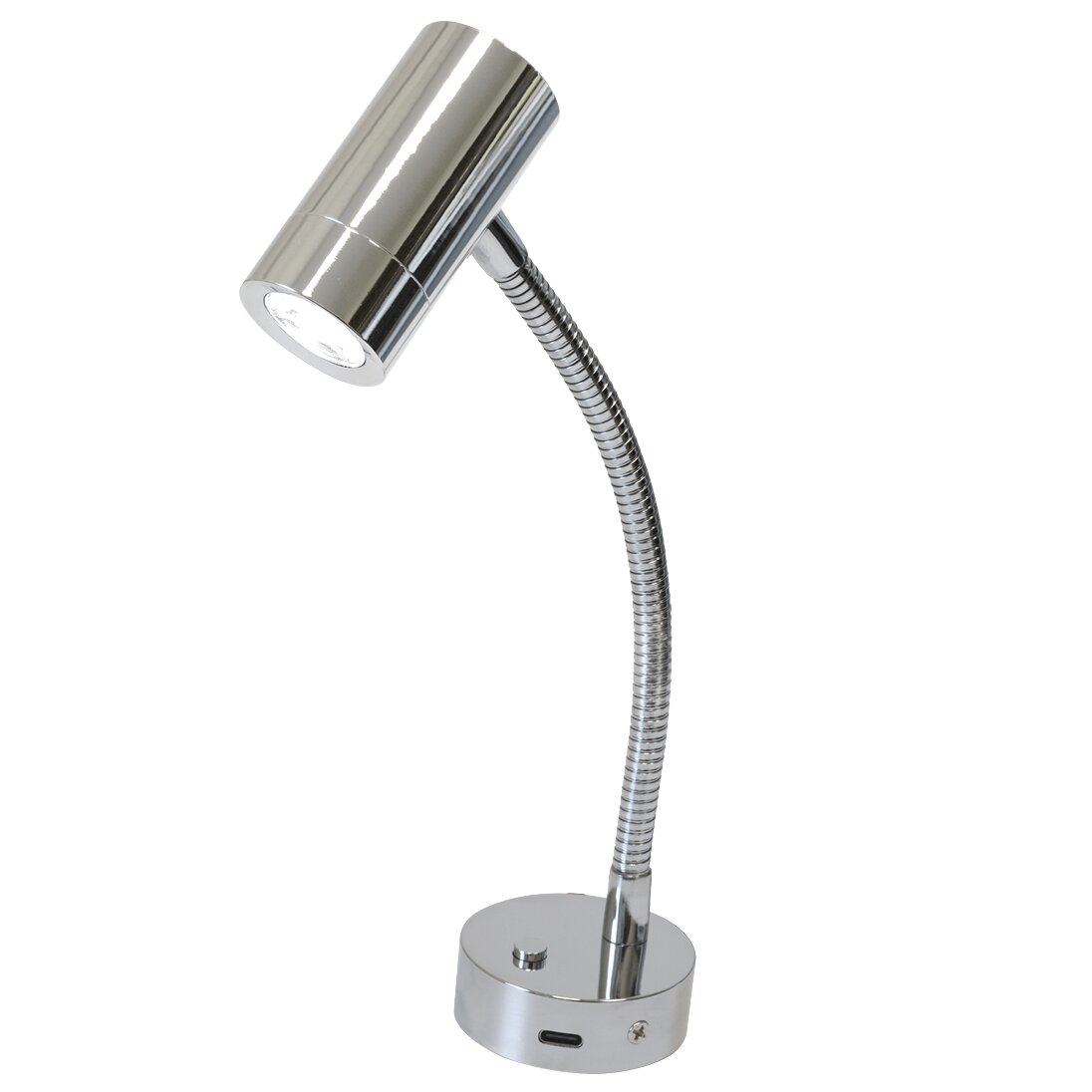 Frilight Lampka do czytania Mini Tube D4 flex, Power LED, USB-C, z wyłącznikiem, chrom