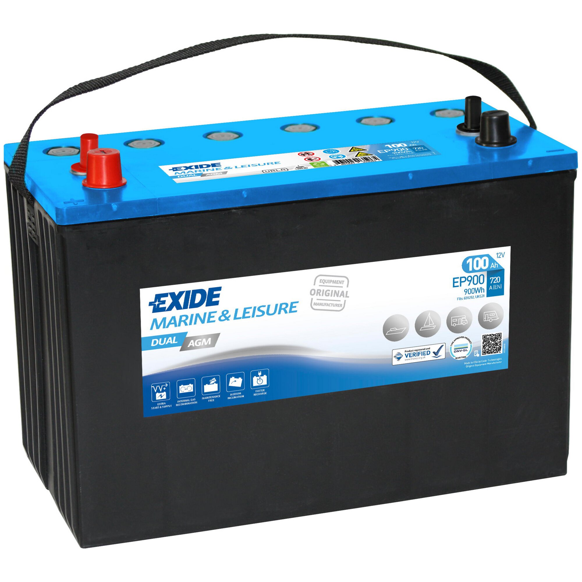 EXIDE Akumulator Podwójny AGM, 100 Ah