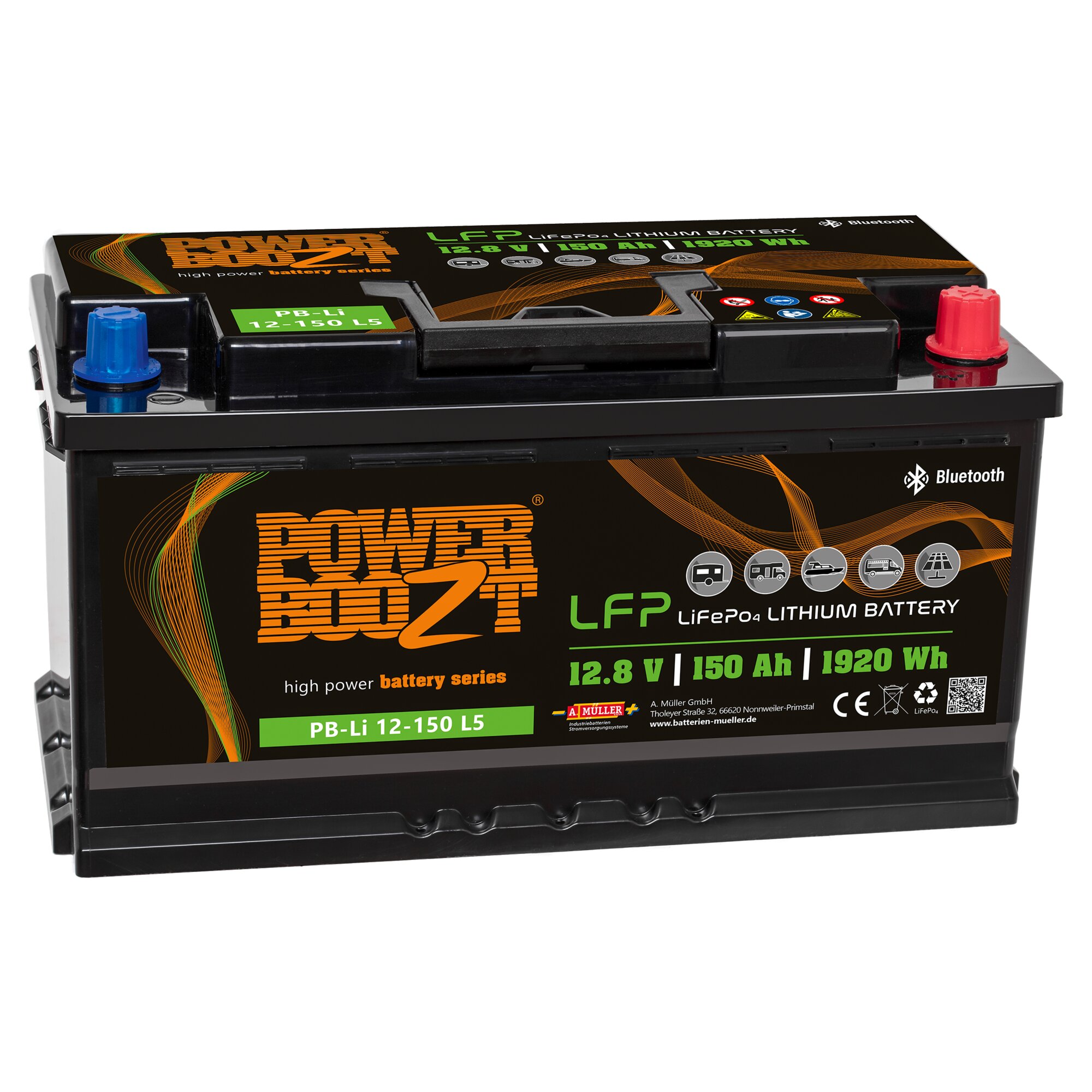PowerBoozt Bateria litowa LiFePO4, 150 Ah
