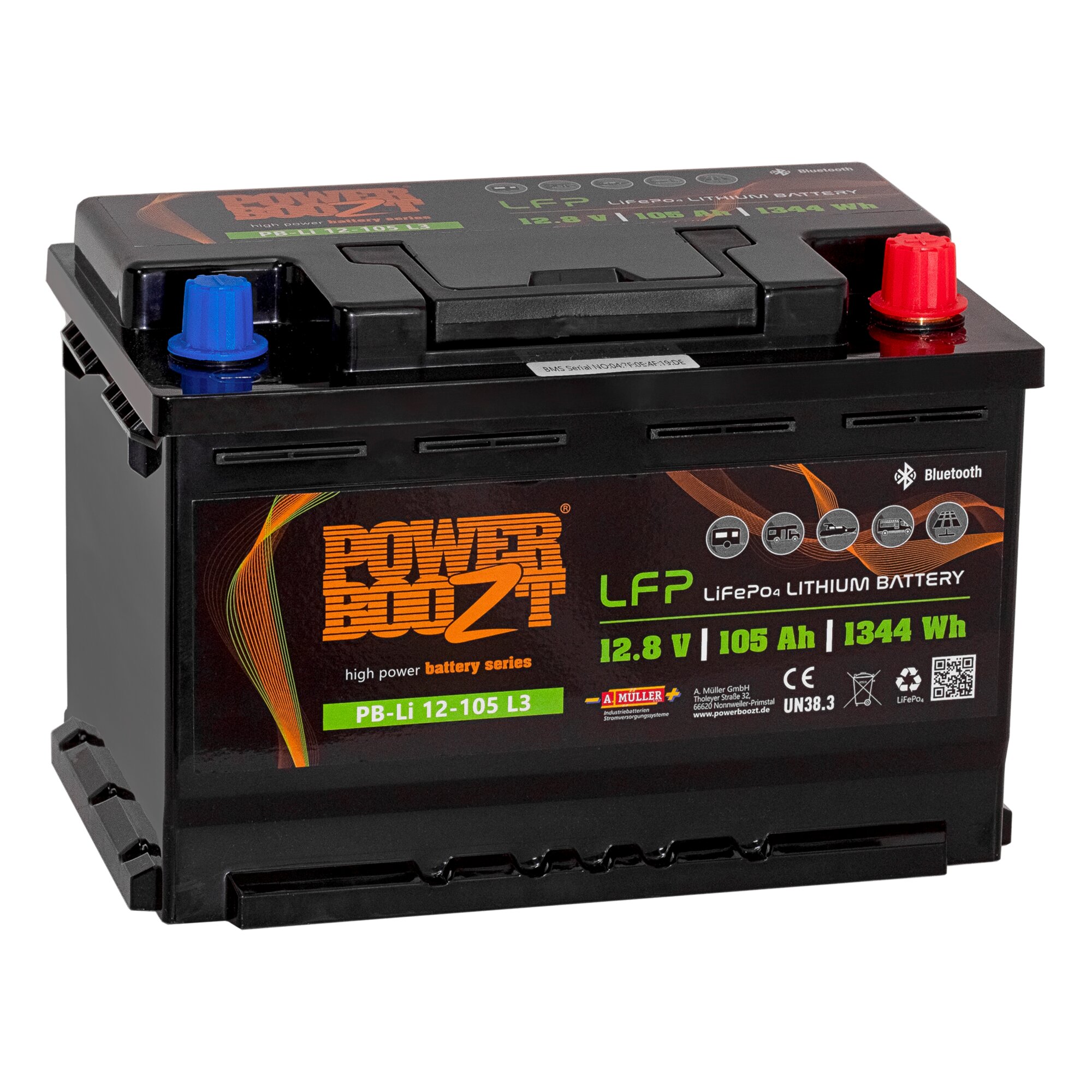 PowerBoozt Bateria litowa LiFePO4, 105 Ah