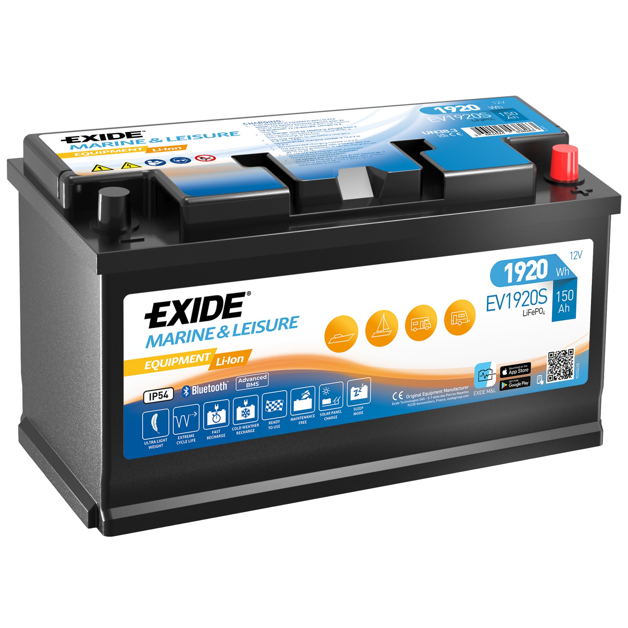EXIDE Bateria litowa z elementem grzejnym i Bluetooth, 150 Ah
