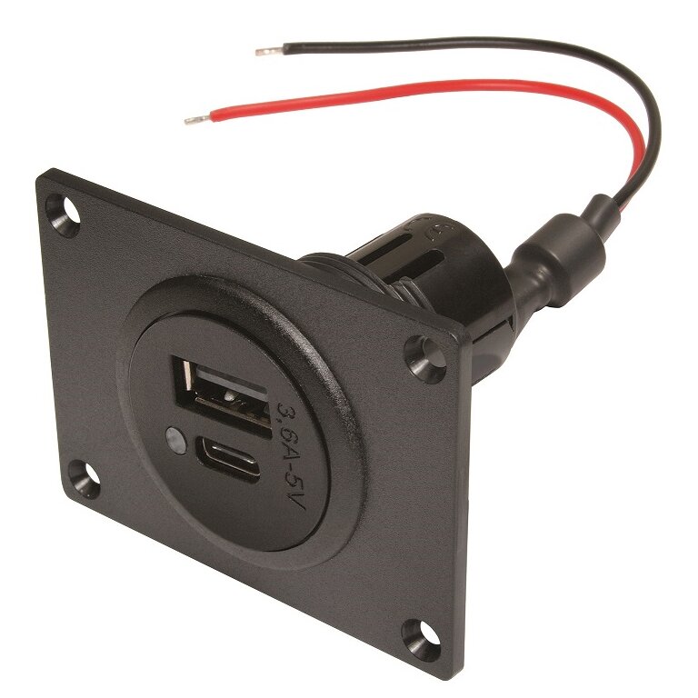 Pro Car Wpuszczane gniazdo zasilania USB, USB-A | USB typu C