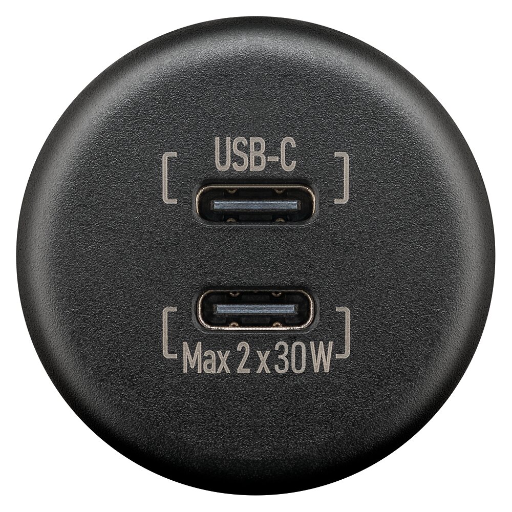 wentronic Wbudowana ładowarka Dual USB-C 2 x 30 W, czarna