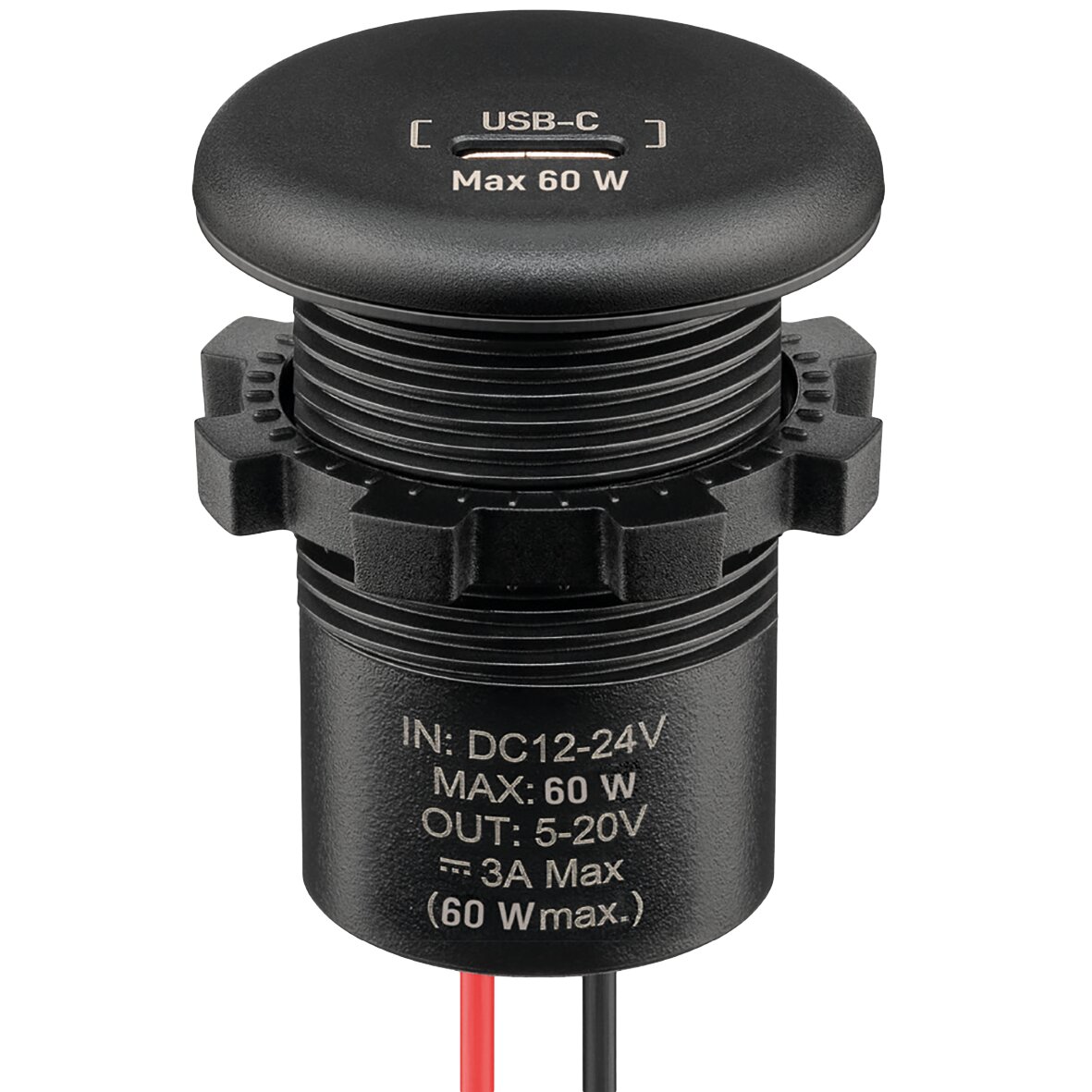 wentronic Wbudowana ładowarka USB-C 60 W, czarna