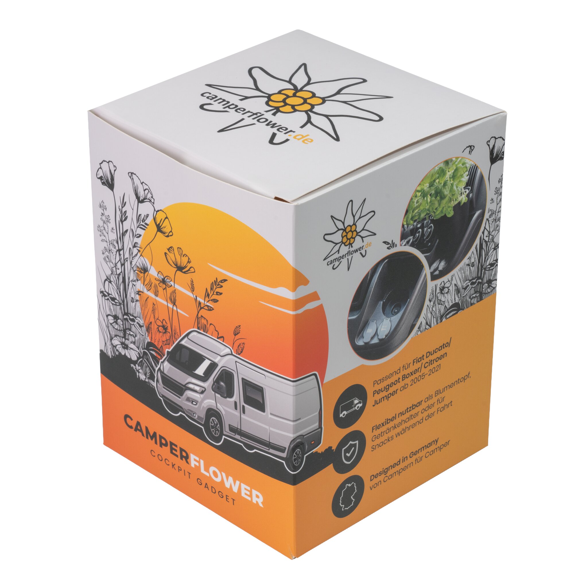 Camperflower Gadżet w kokpicie z doniczką/uchwytem na napoje