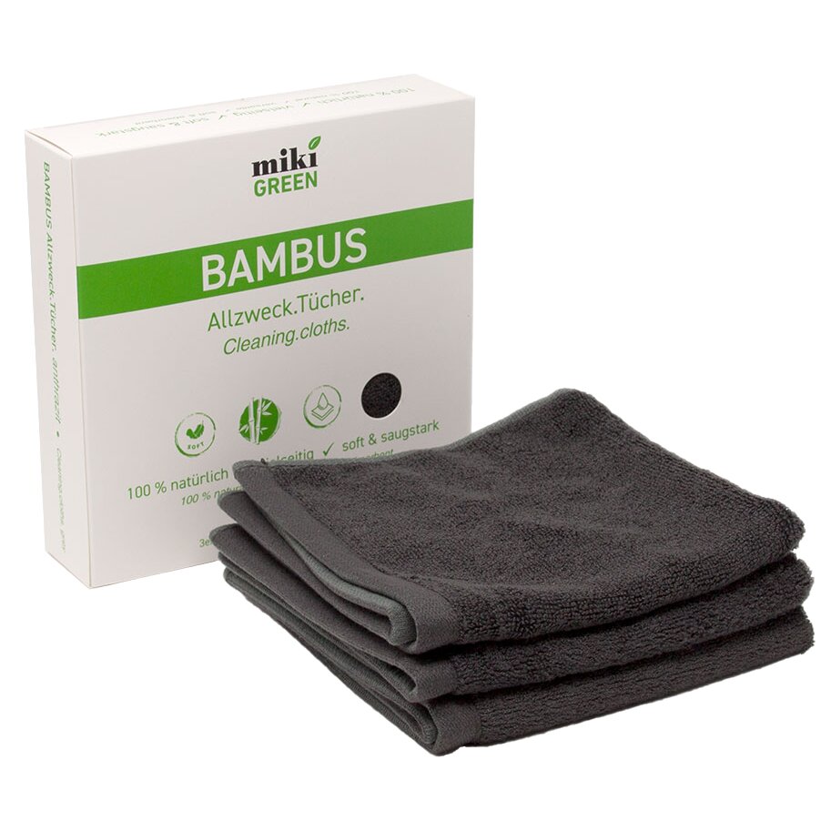 mikiGREEN Ściereczki bambusowe uniwersalne, antracytowe, 3-częściowy zestaw