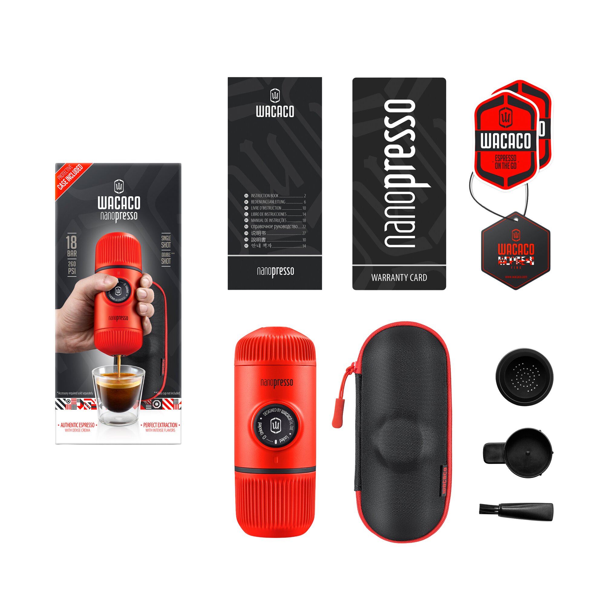 WACACO Przenośny ekspres do kawy Nanopresso, czerwony