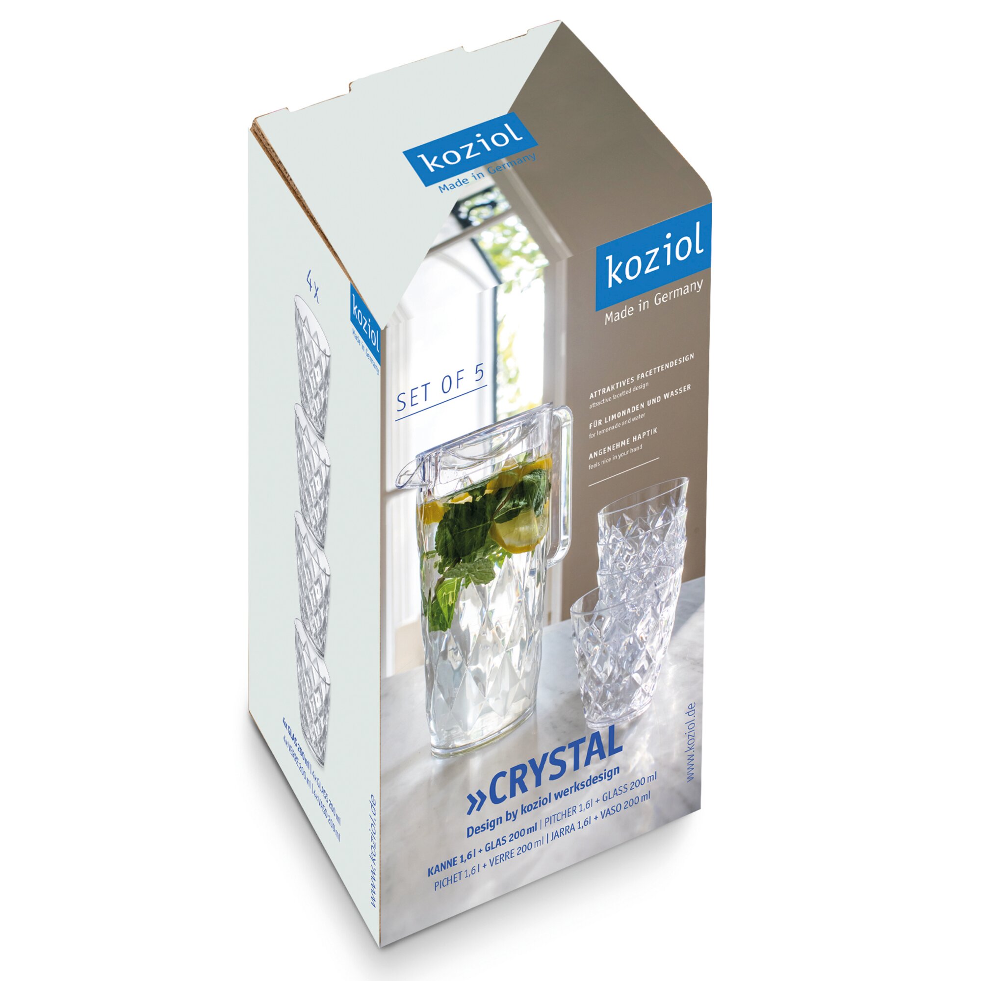 koziol Karafka CRYSTAL z 4 filiżankami