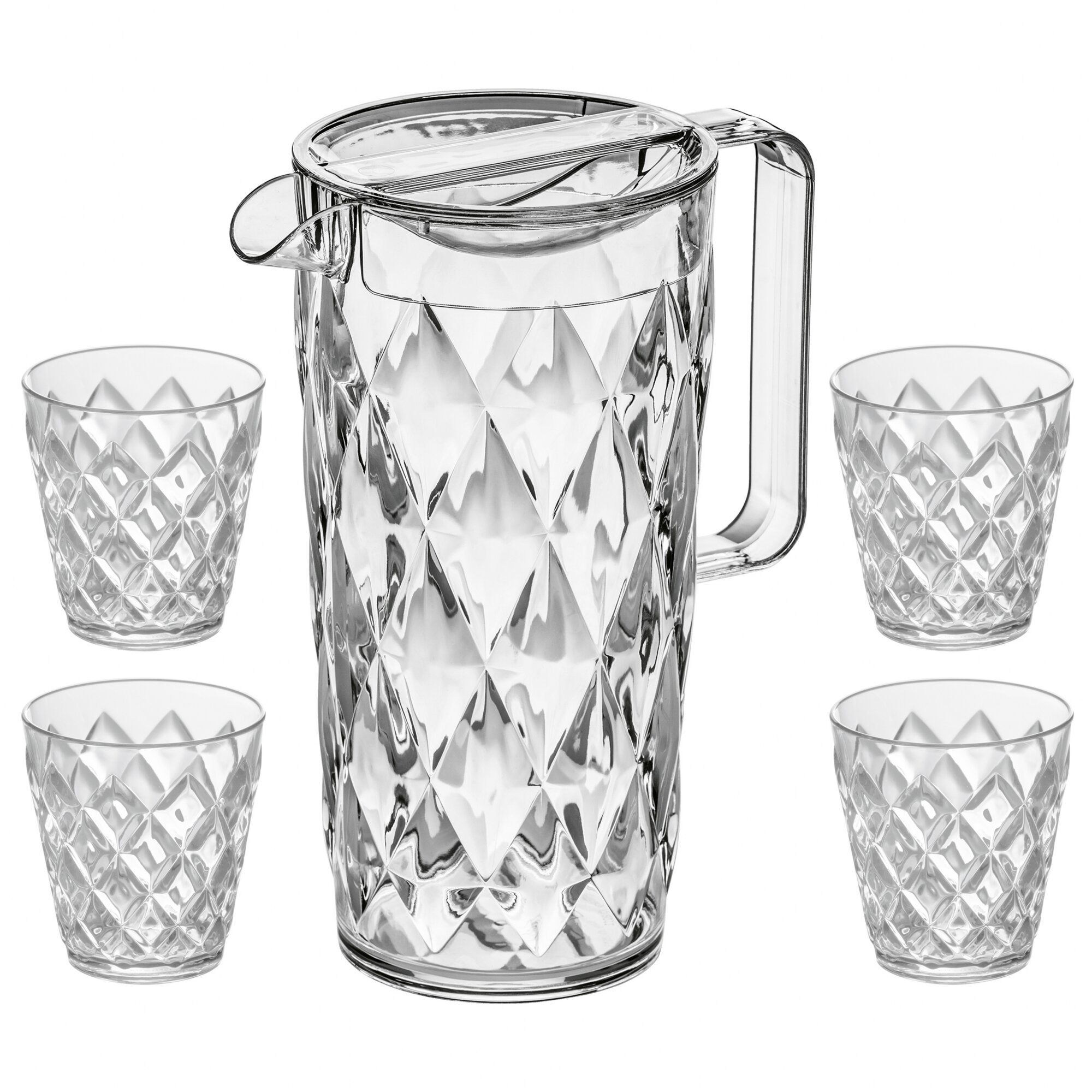 koziol Karafka CRYSTAL z 4 filiżankami