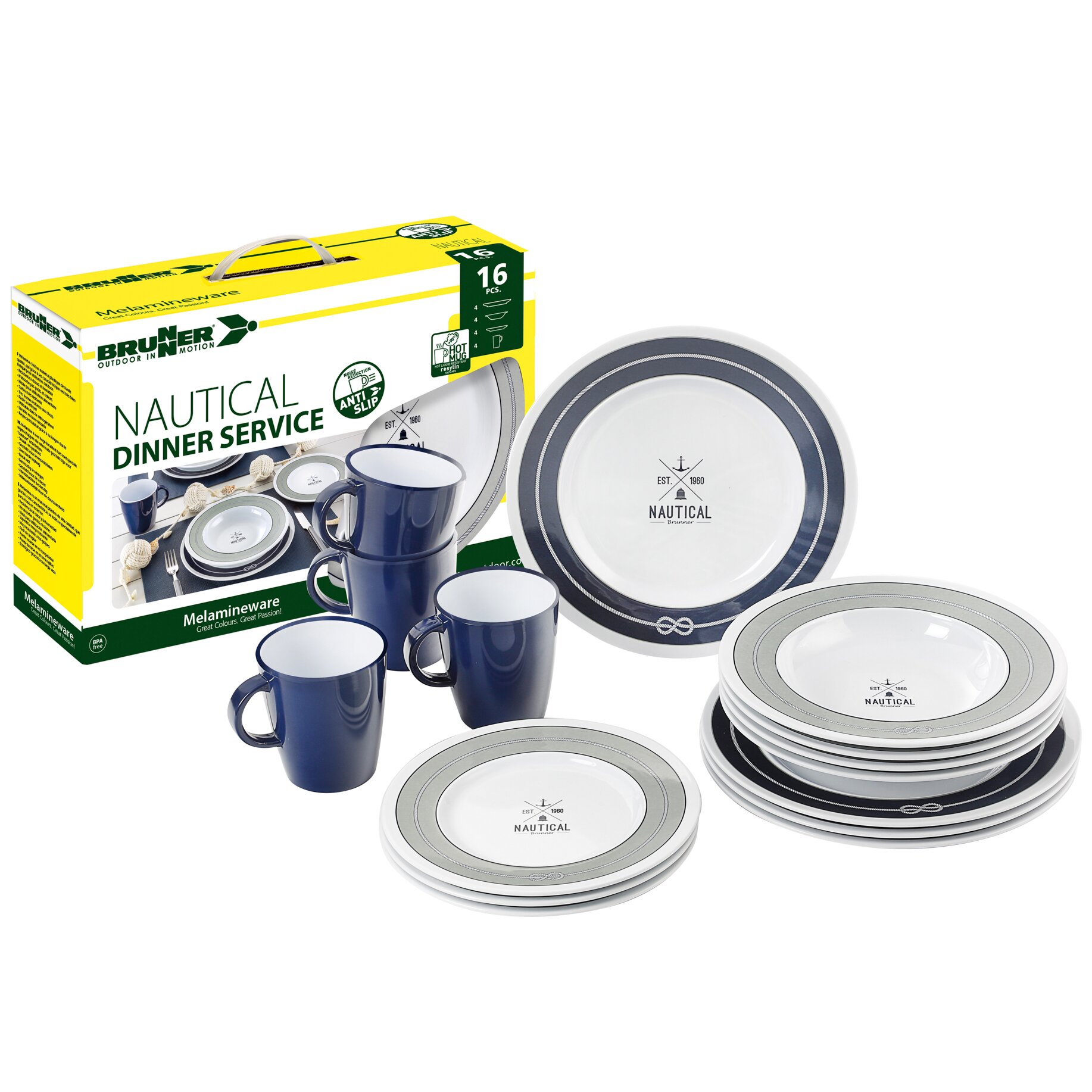 Brunner Seria zastawy stołowej Nautical, zestaw zastawy stołowej 16 sztuk