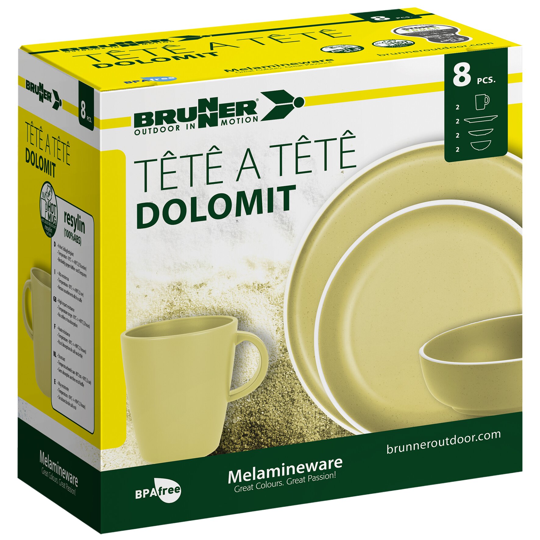 Brunner Zestaw zastawy stołowej Tête-à-Tête Dolomit, żółty