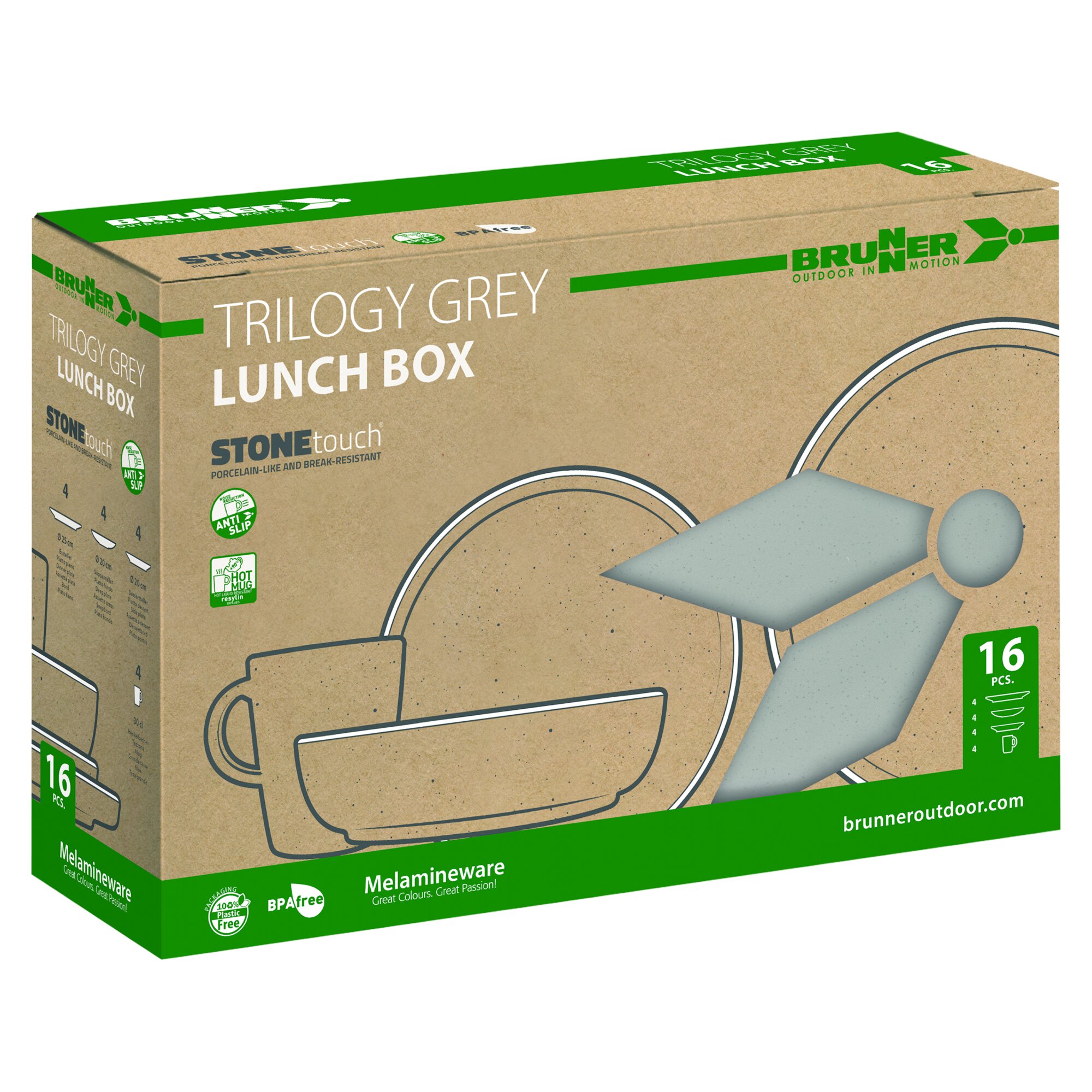 Brunner Zestaw zastawy stołowej Lunchbox Trilogy szary, 16 szt.