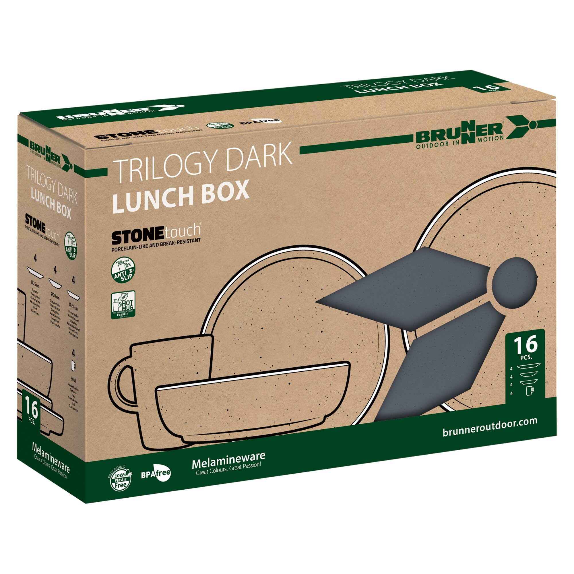 Brunner Zestaw zastawy stołowej Lunchbox Trilogy Dark, 16 szt.