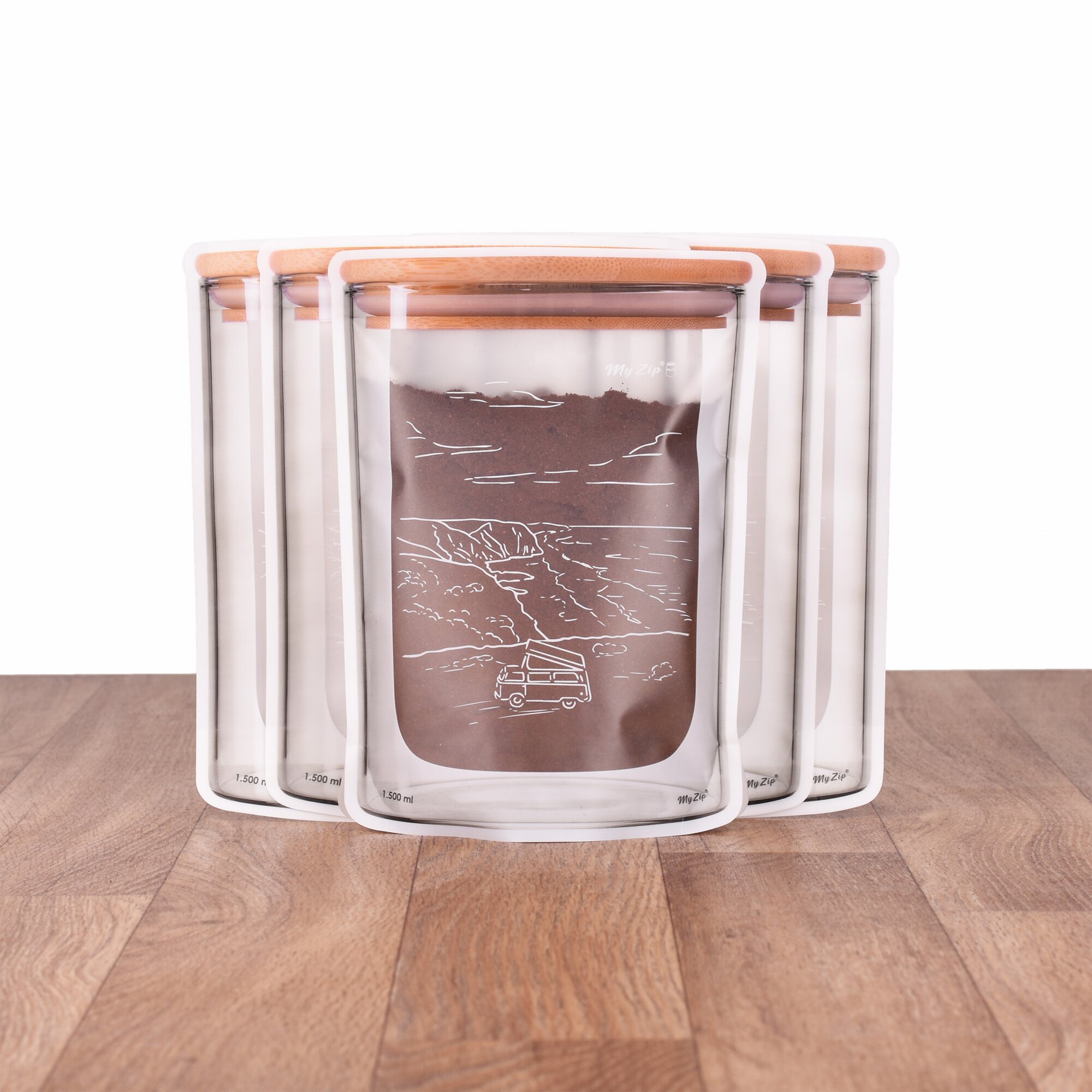MyZip Zestaw 5 toreb do przechowywania Camping, rozmiar L – 1,5 l