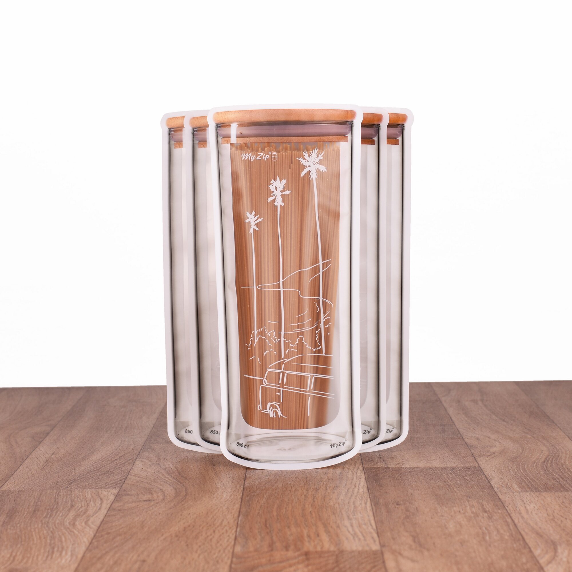 MyZip Zestaw 5 toreb do przechowywania Camping, rozmiar długi – 850 ml