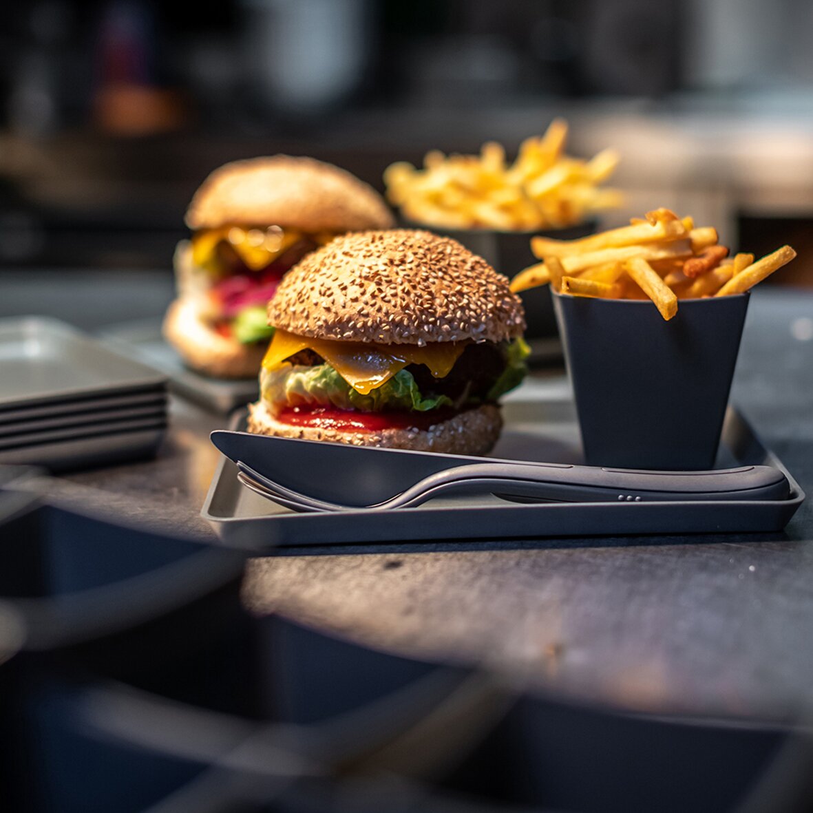 koziol Zestaw sztućców KLIKK, szary