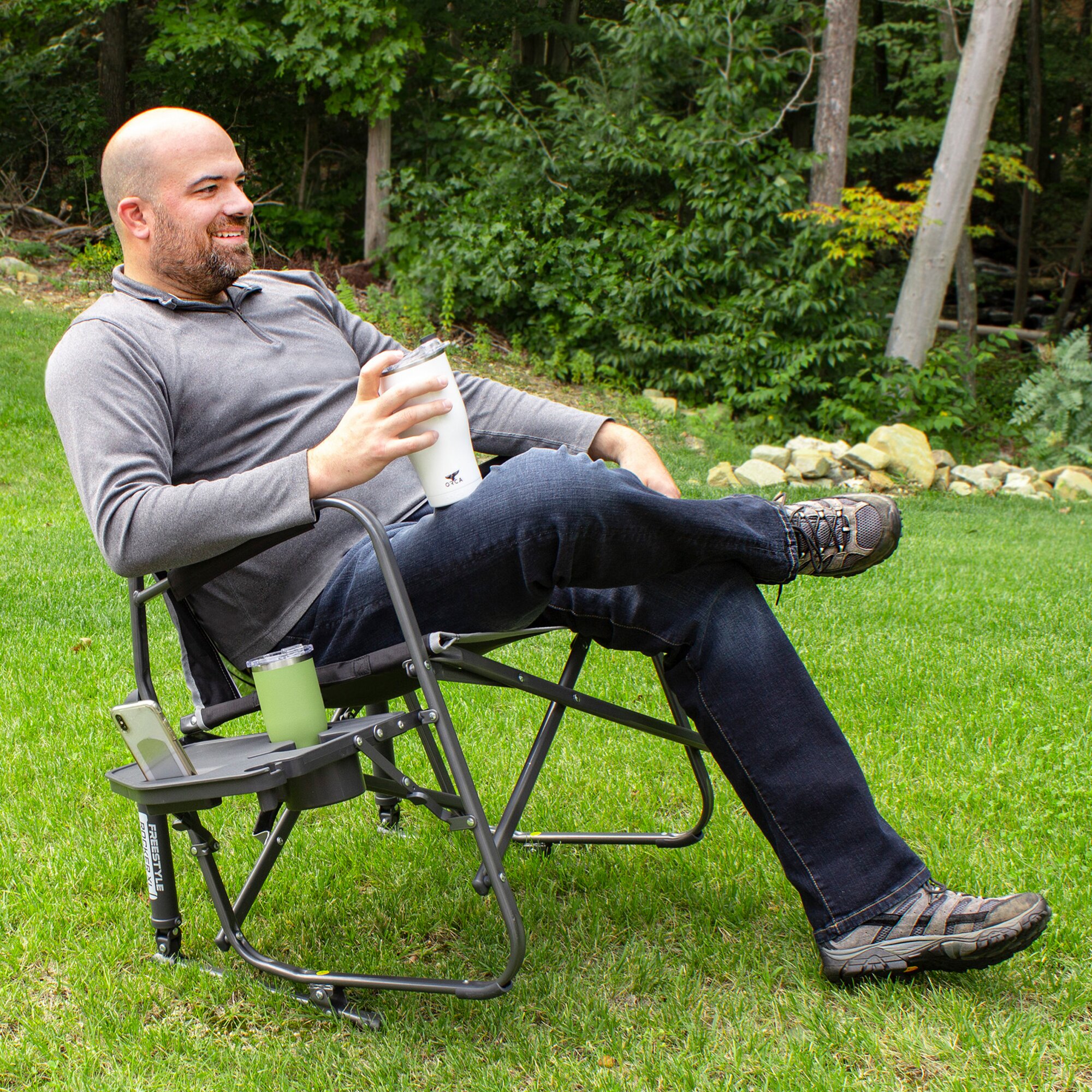 GCI Outdoor Fotel bujany Freestyle Rocker XL™ ze stołem
