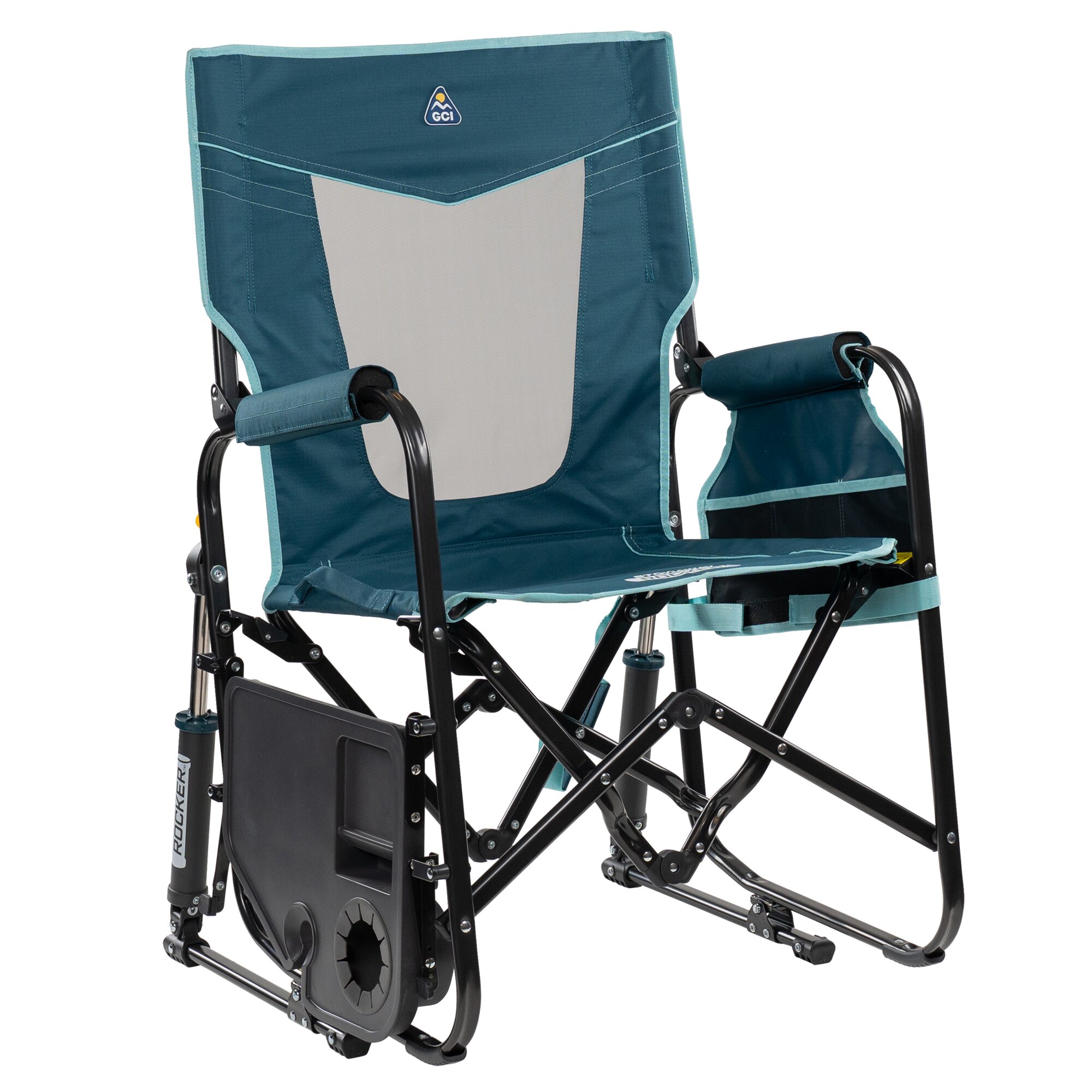 GCI Outdoor Fotel bujany Stowaway Rocker™ ze stołem, niebieski