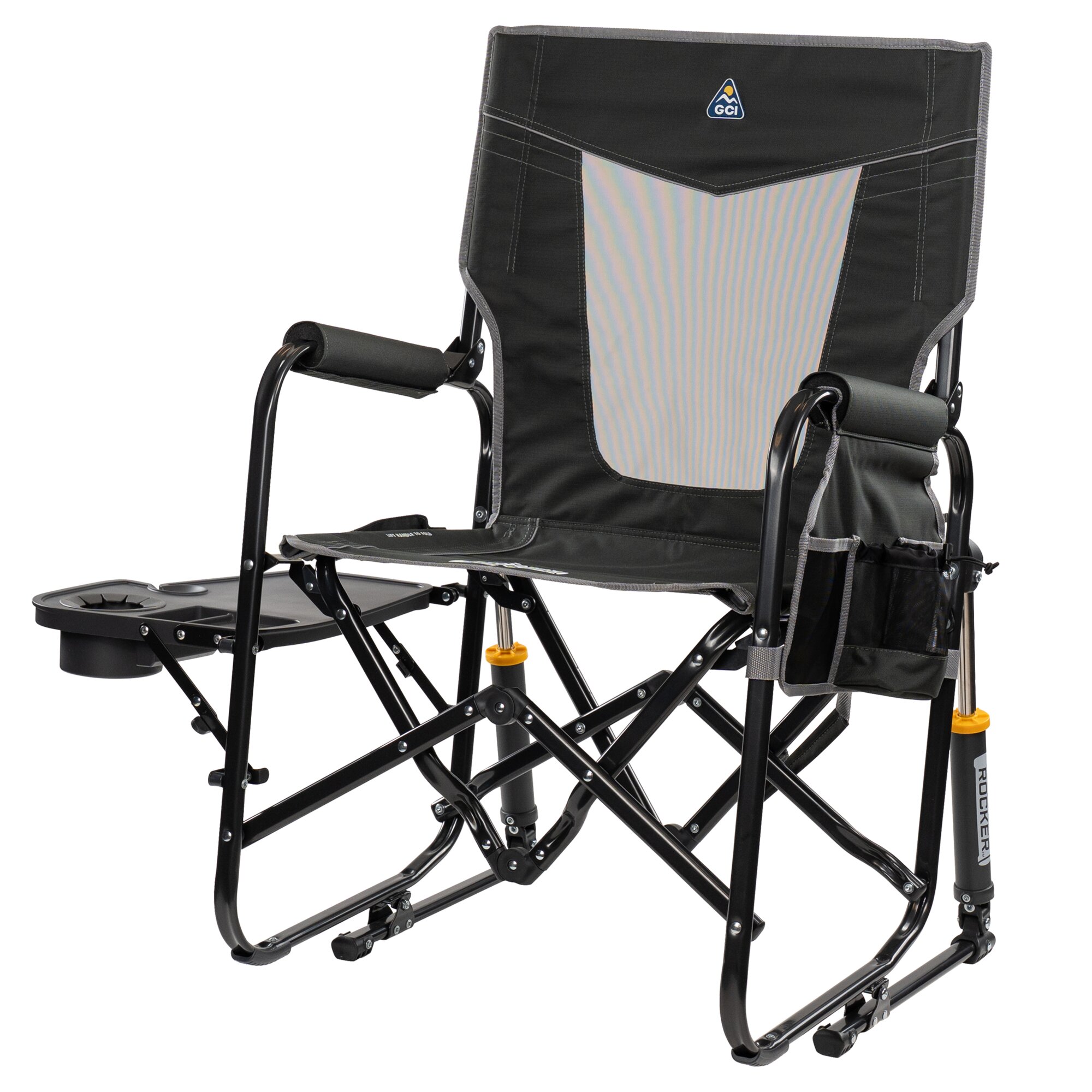 GCI Outdoor Fotel bujany Stowaway Rocker™ ze stołem, antracyt