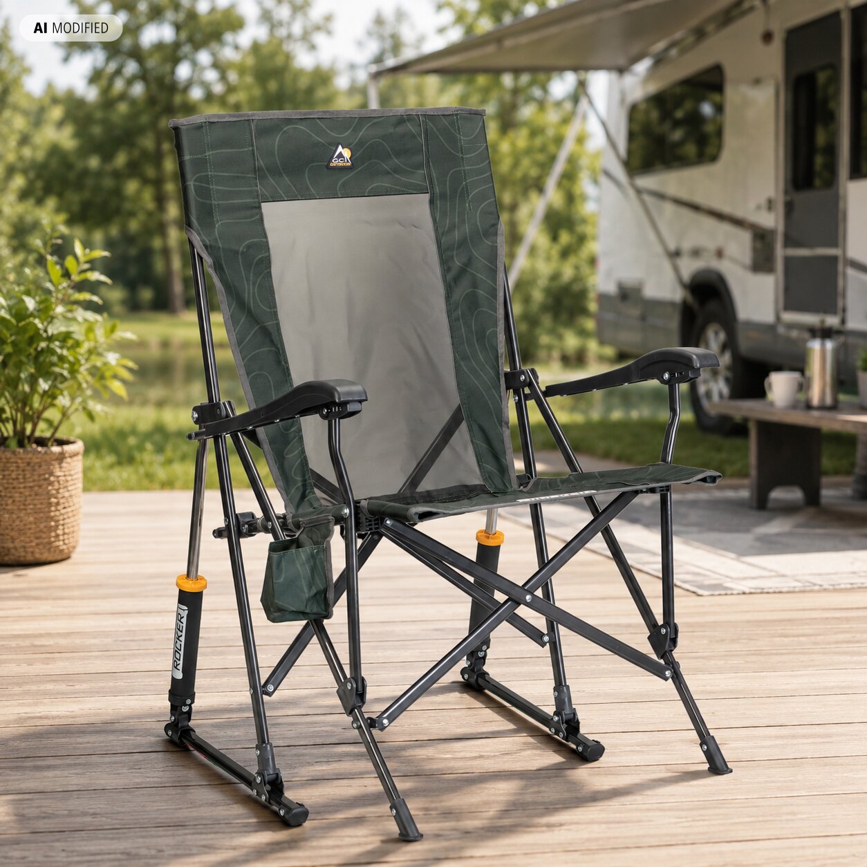 GCI Outdoor Fotel bujany RoadTrip Rocker™ ciemnozielony