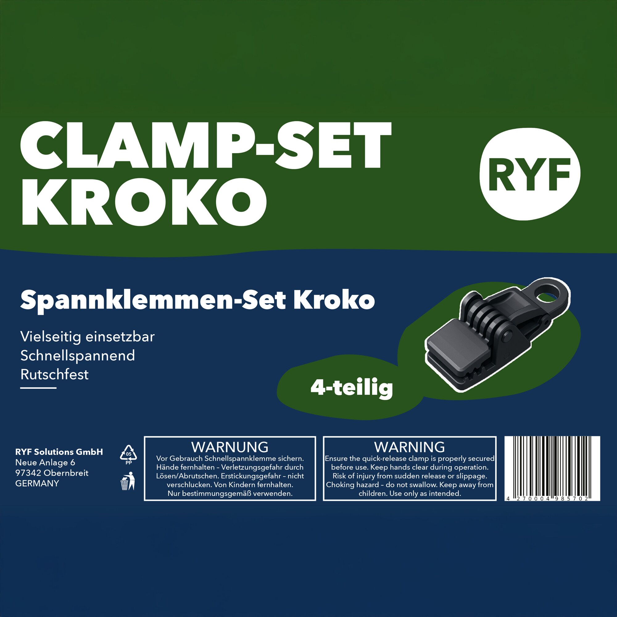 RYF Solutions GmbH Zestaw szybkozłączek Kroko ze składaną blokadą