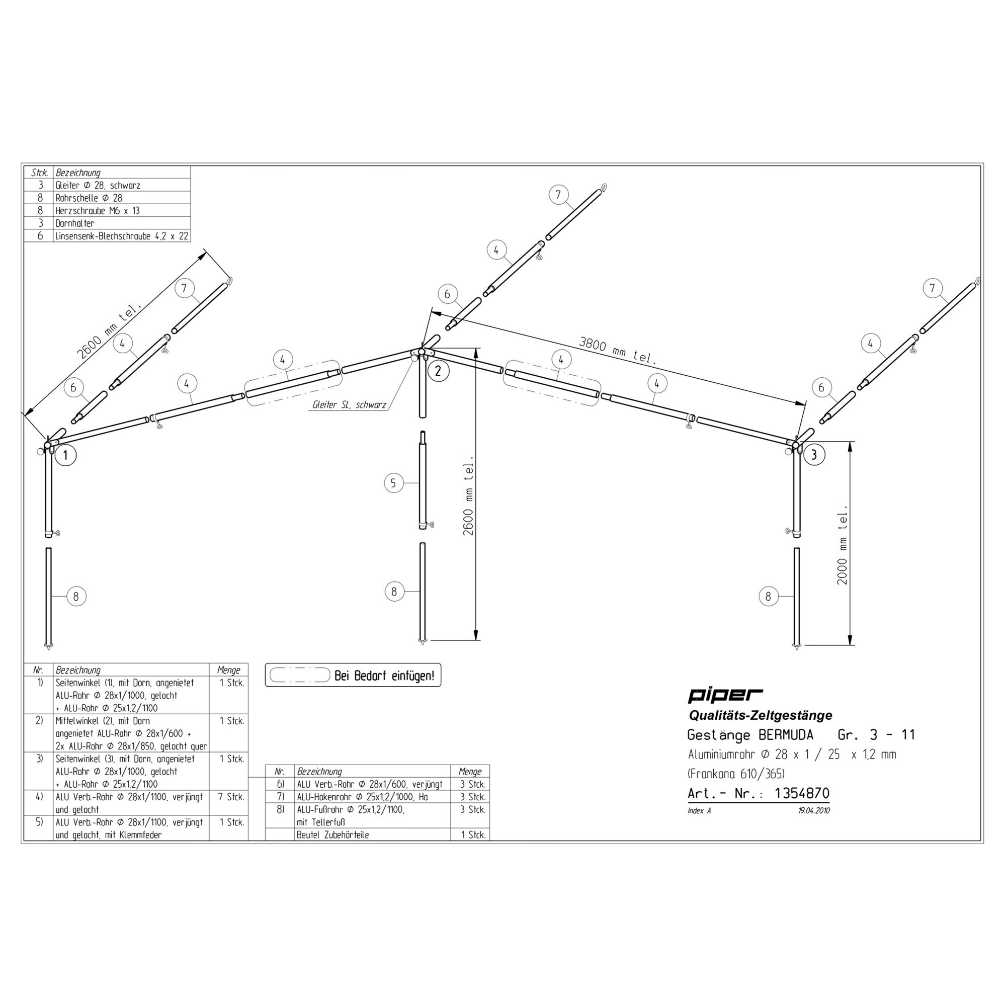 Piper Słupy namiotowe Aluminiowe