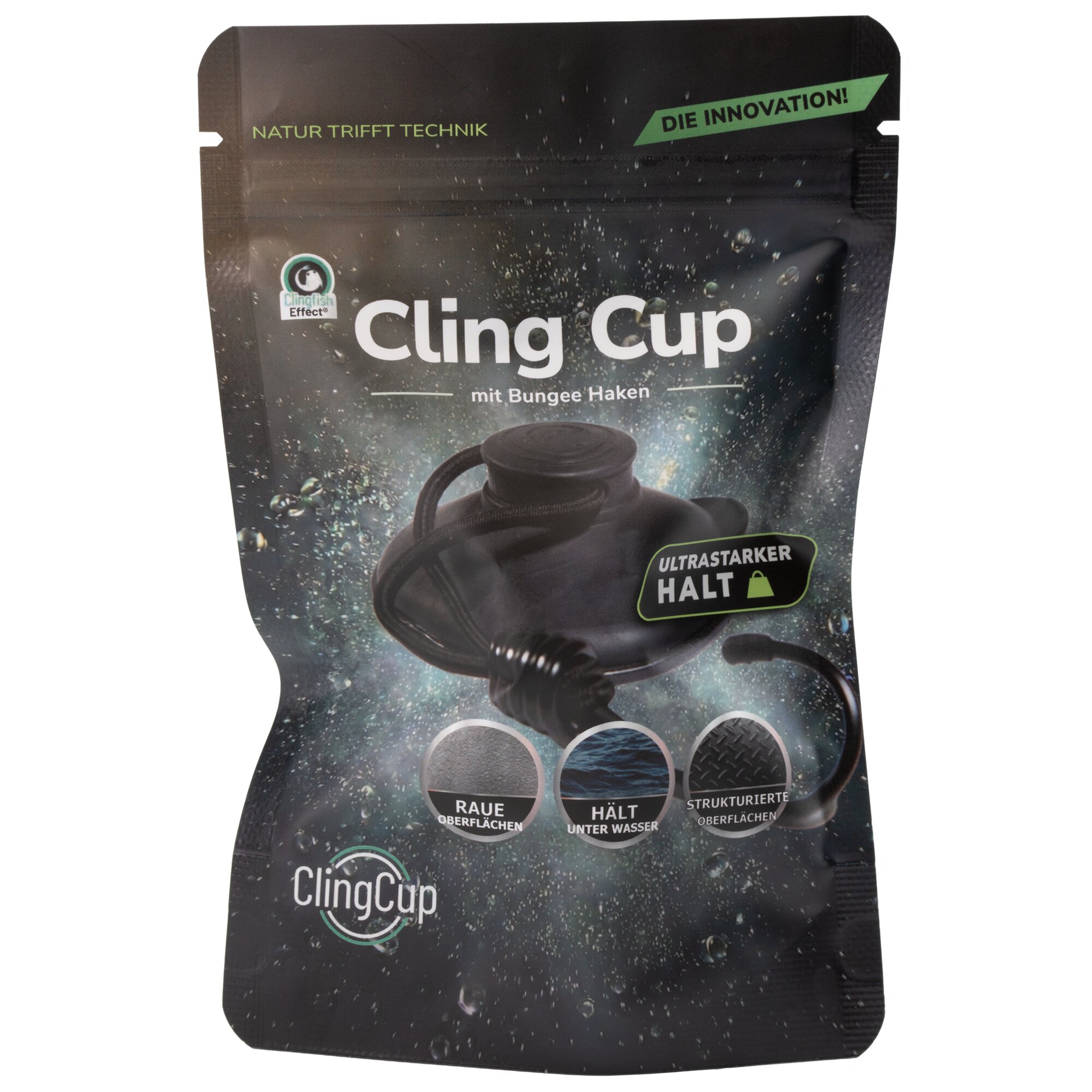 ClingCup Przyssawka ClingCup z haczykiem na bungee, czarna