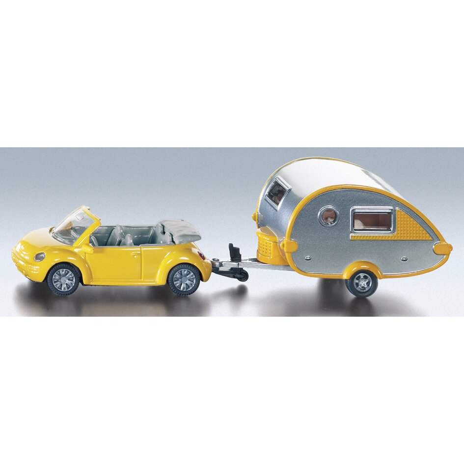 SIKU VW Beetle Cabrio z przyczepą kempingową Tab