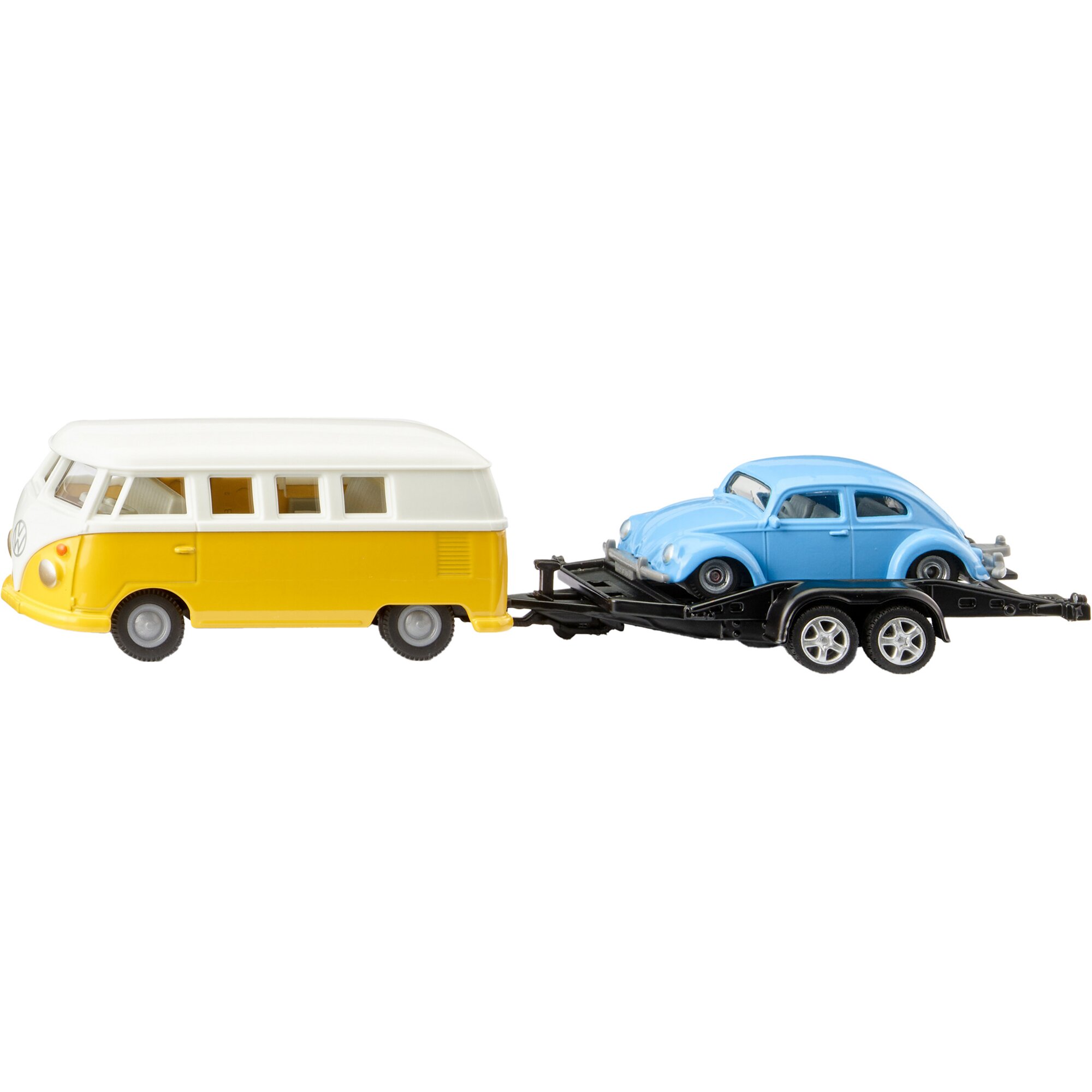SIKU Model pojazdu VW T1 z przyczepą i VW Beetle