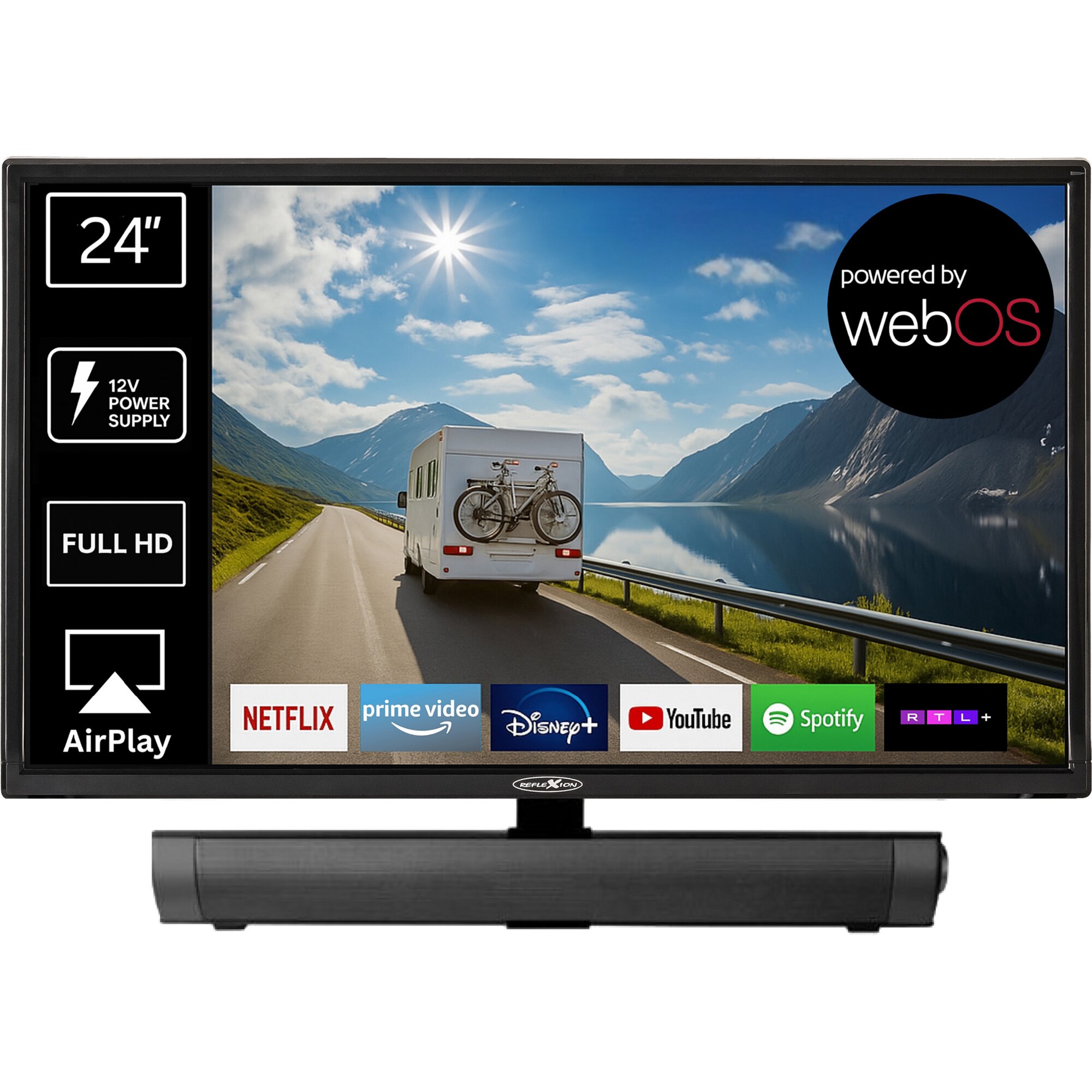 Reflexion Zestaw TV Reflexion LED24iBT z listwą dźwiękową, rozmiar ekranu 23,6" (60 cm)