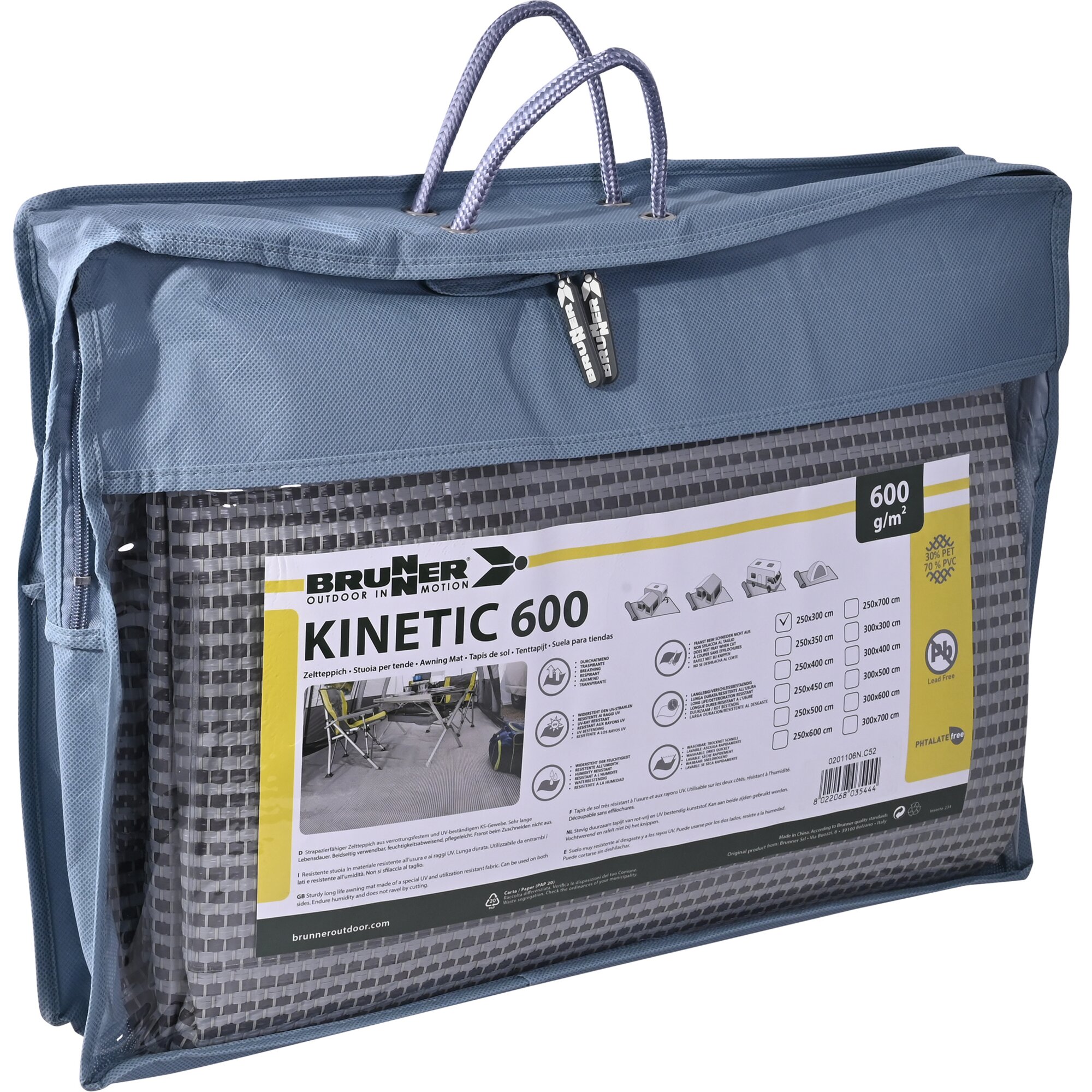 Brunner Dywan namiotowy Kinetic, szary, 3 m, 7 m