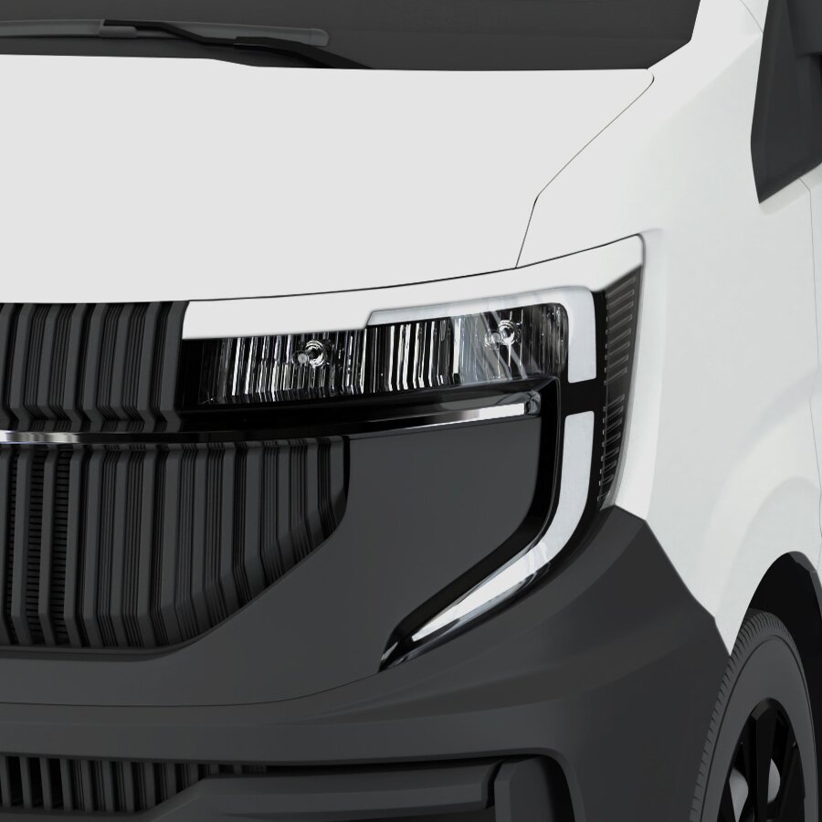 RDX Osłony reflektorów „Evil Eye” w kolorze białym, błyszczącym, do Renault Master od roku 2024