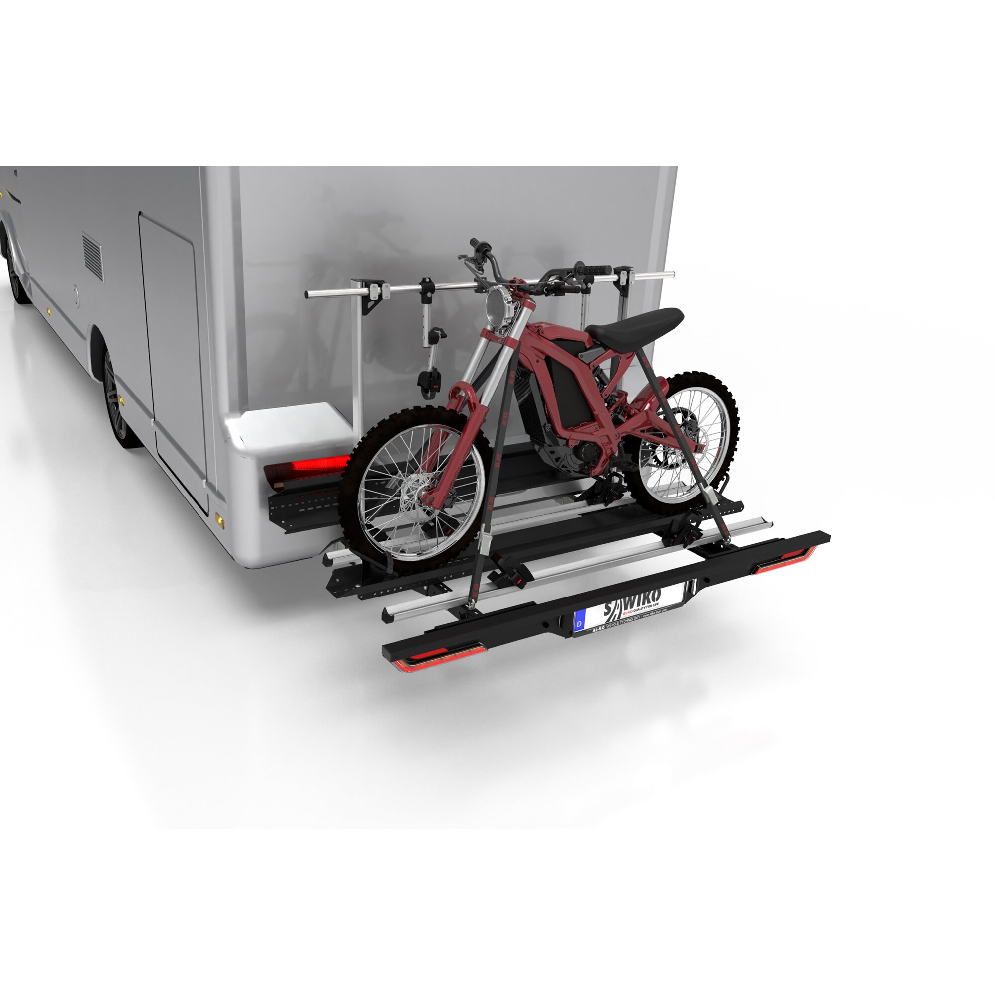 Sawiko Bagażnik Vario z oświetleniem LED na 1 motocykl/skuter i 2 rowery
